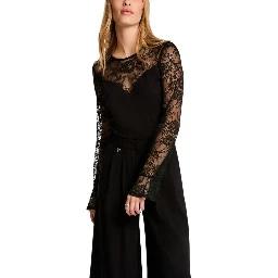 Black Viscose Long Sleeve T-Shirt