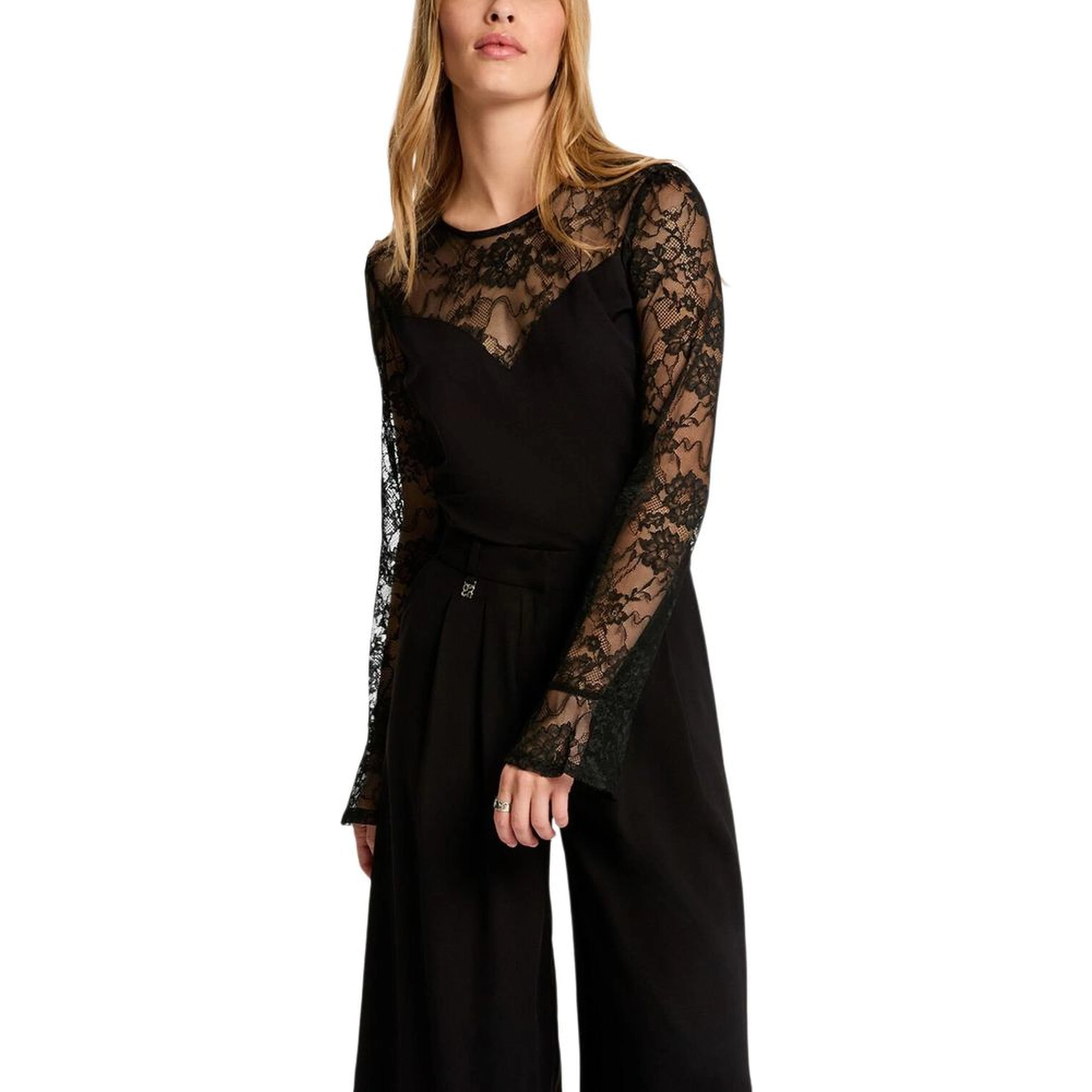Black Viscose Long Sleeve T-Shirt