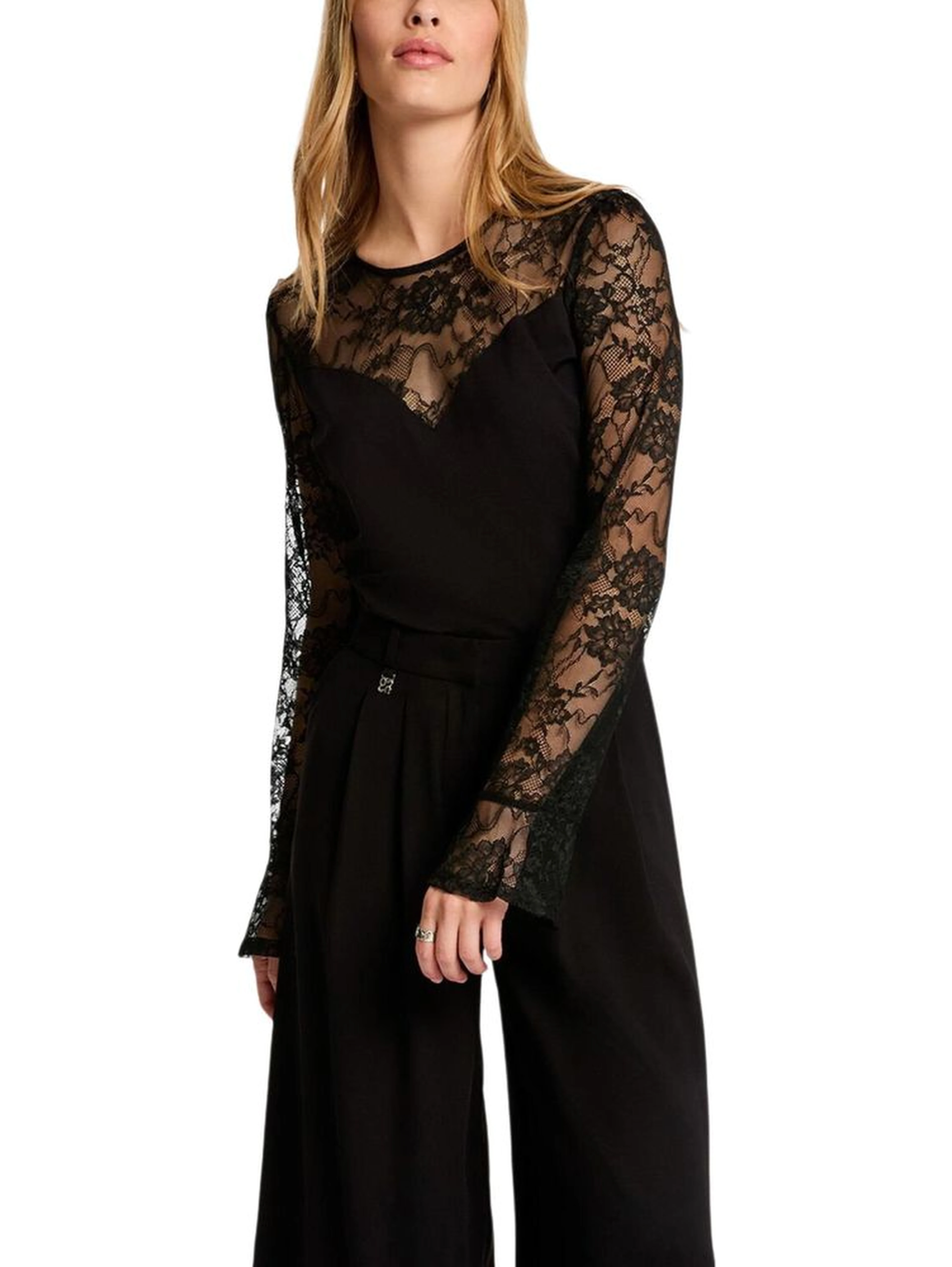 Black Viscose Long Sleeve T-Shirt
