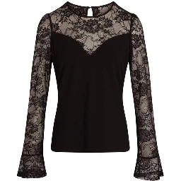 Black Viscose Long Sleeve T-Shirt