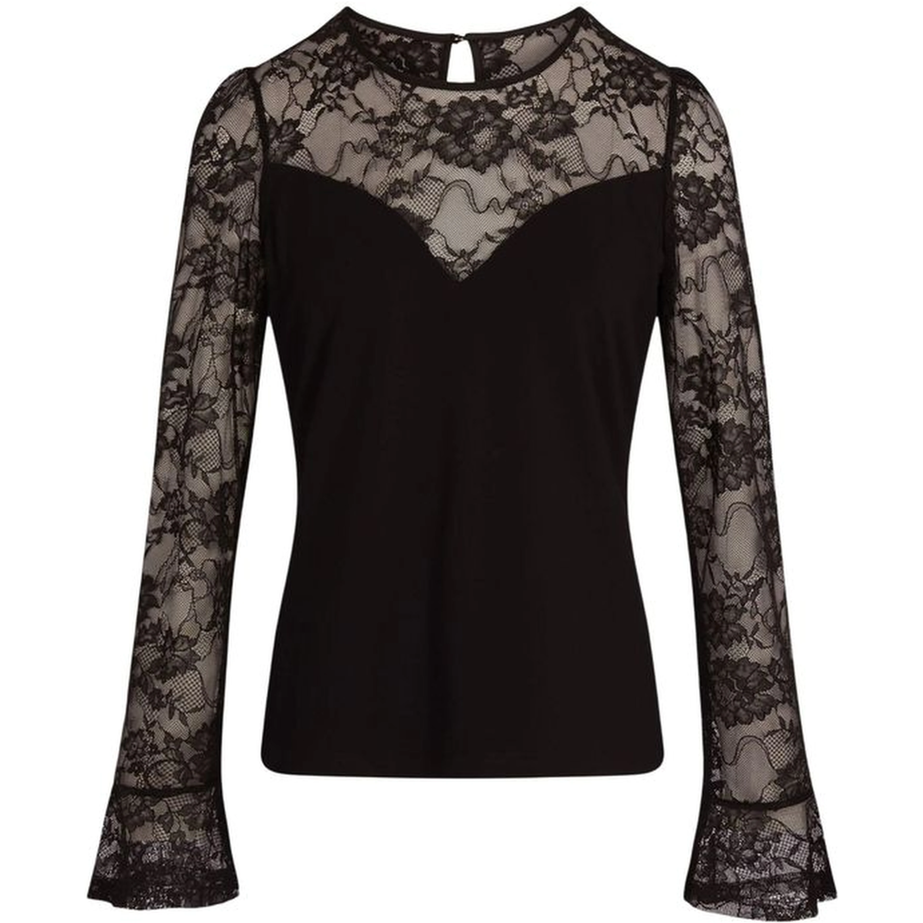 Black Viscose Long Sleeve T-Shirt