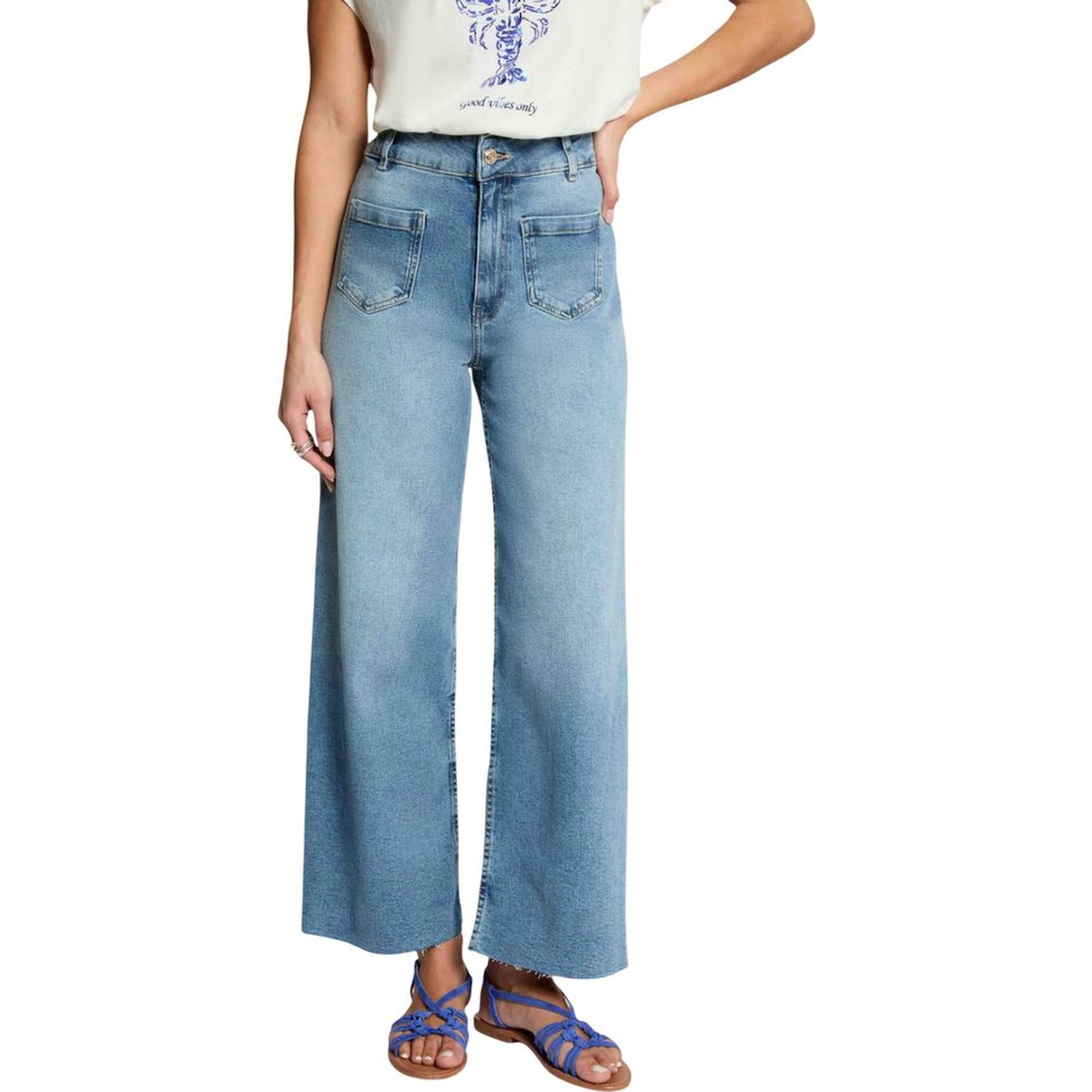 Blue Cotton Relaxed Fit Jeans