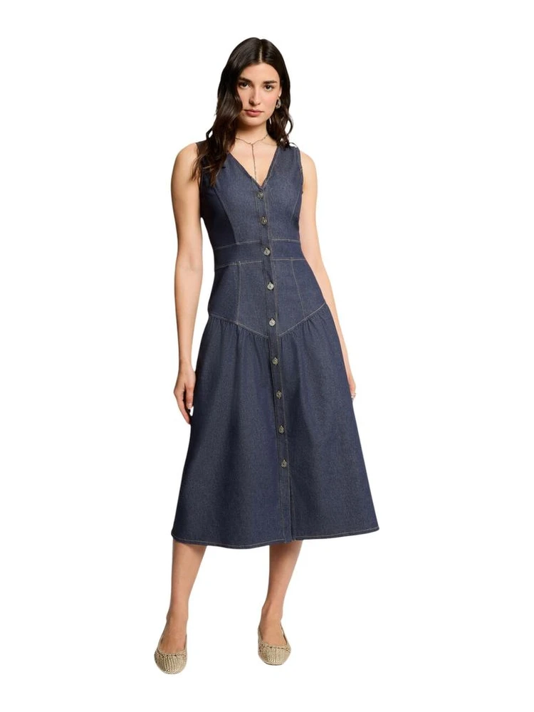 Blue Cotton Long Dress