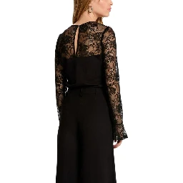 Black Viscose Long Sleeve T-Shirt