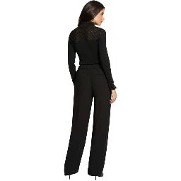 Black Polyester Casual Pants