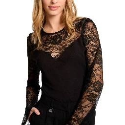 Black Viscose Long Sleeve T-Shirt