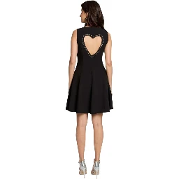 Black Polyester Midi Dress