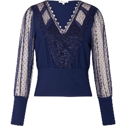 Blue Polyester Long Sleeve T-Shirt