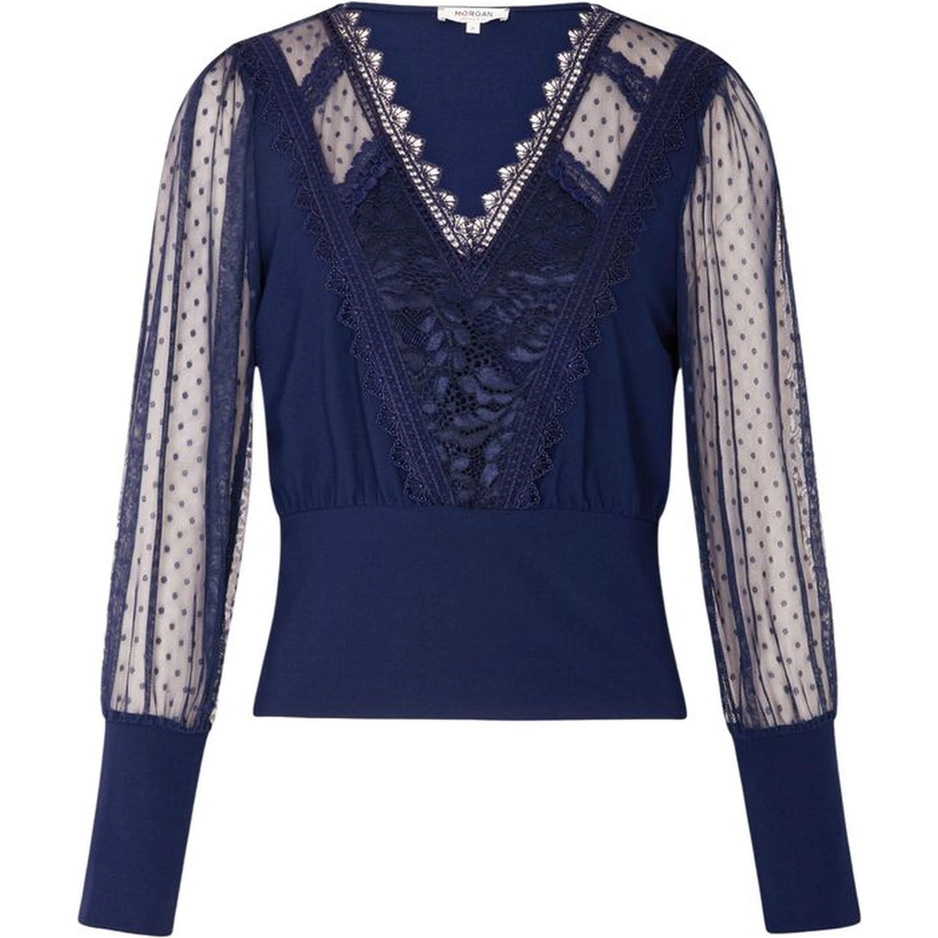 Blue Polyester Long Sleeve T-Shirt