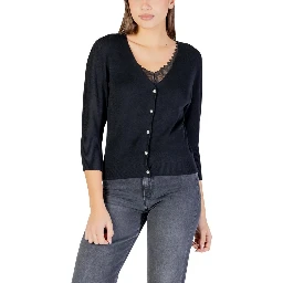 Black Polyester Cardigan