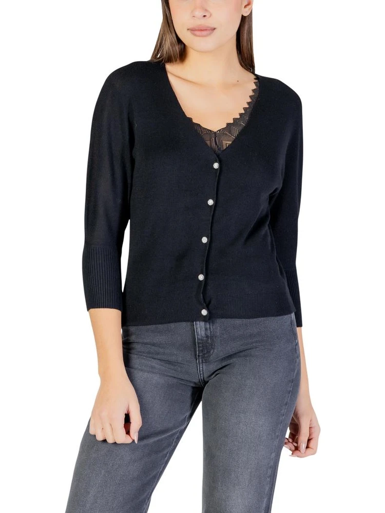 Black Polyester Cardigan