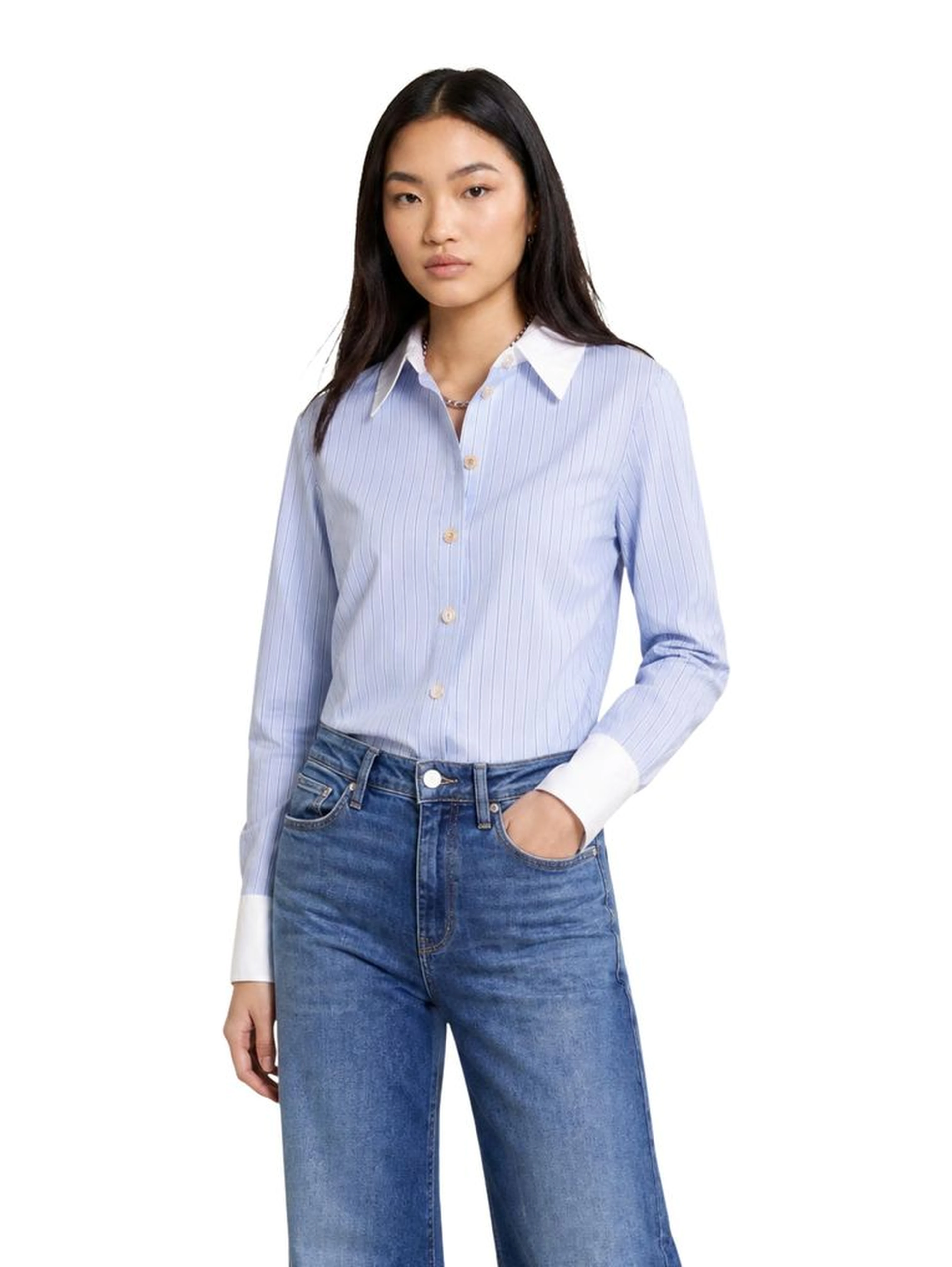 Blue Polyester Blouse