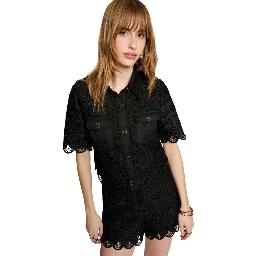 Black Polyester Shortsleeve Shirt