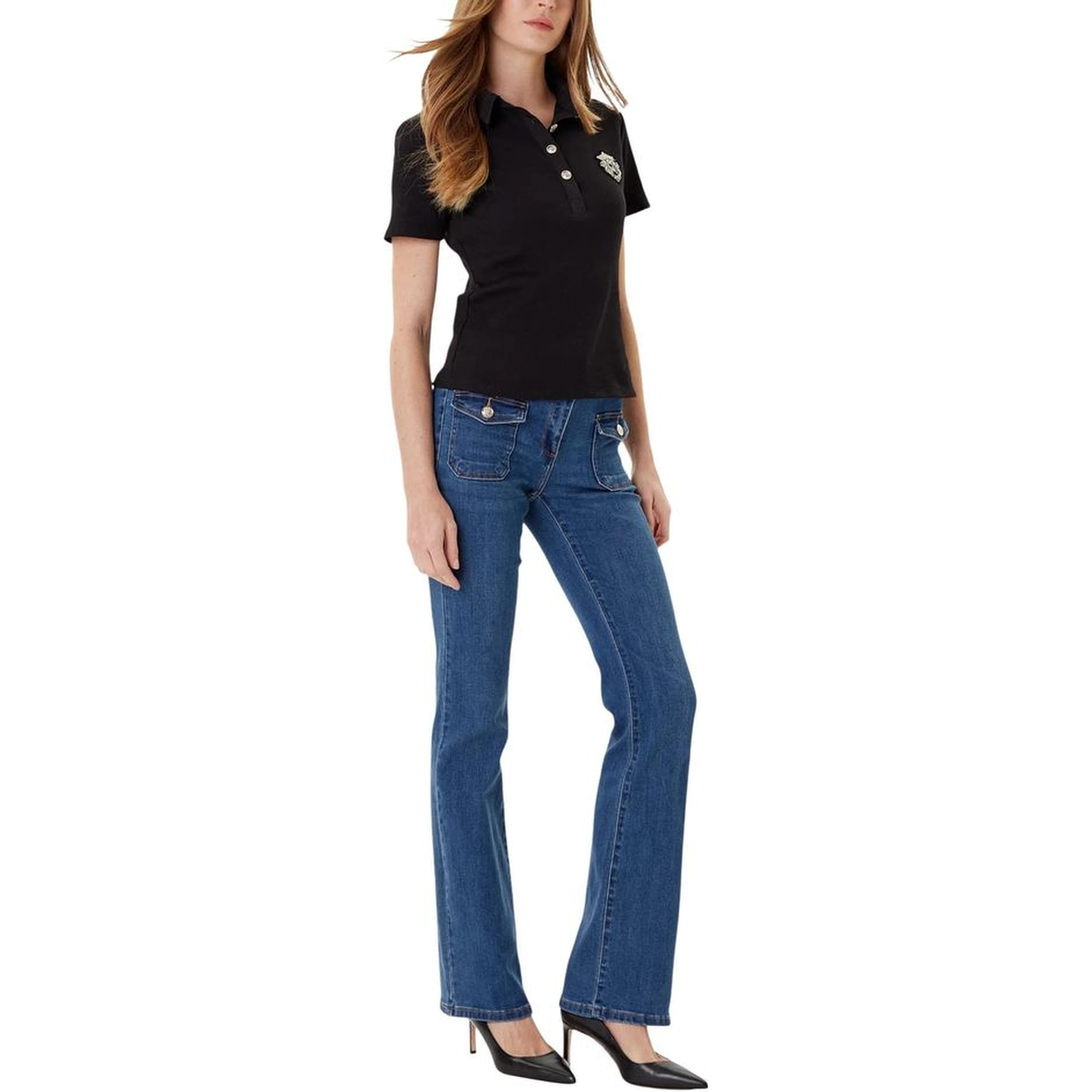Light Blue Cotton Bootcut Jeans