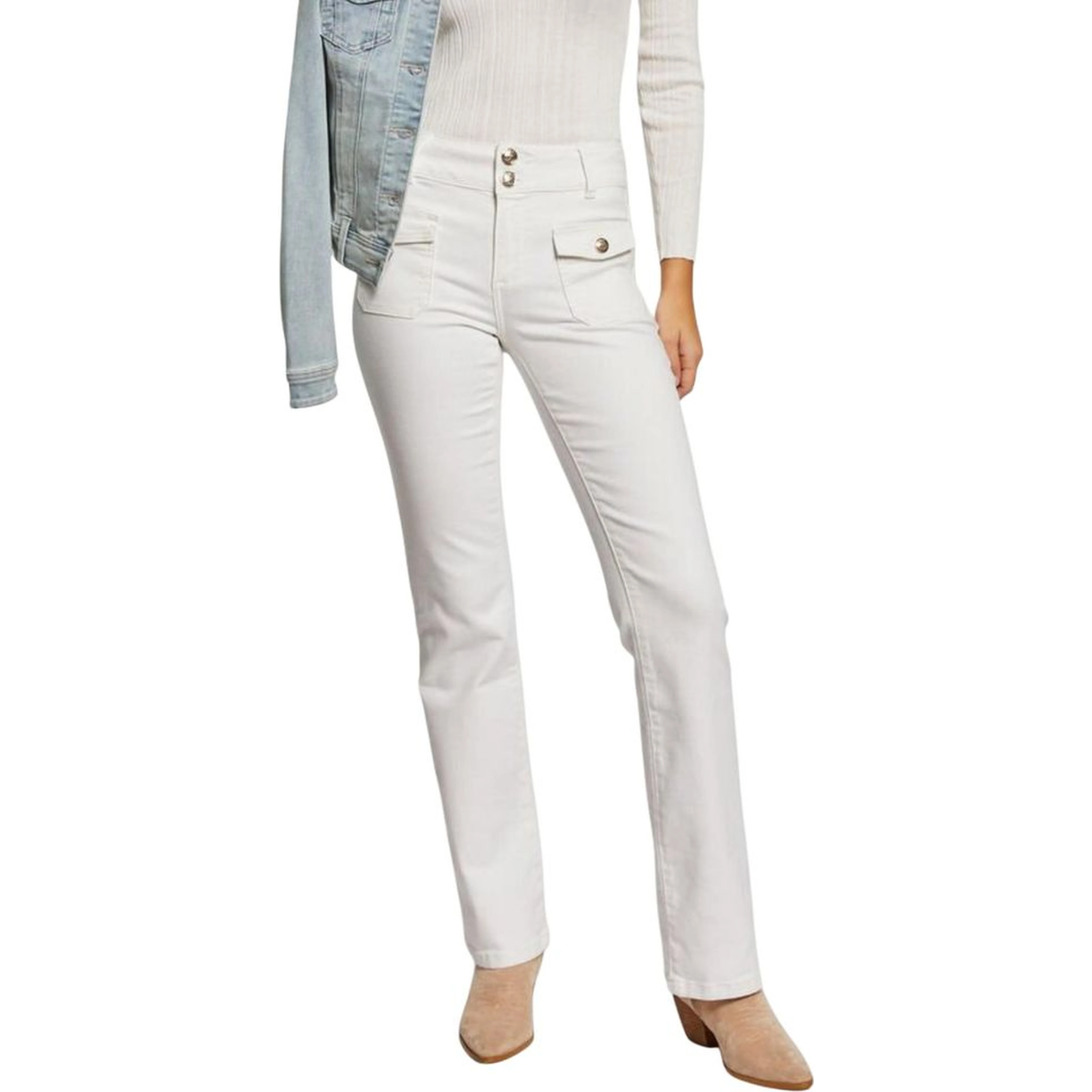 Beige Cotton Skinny Jeans