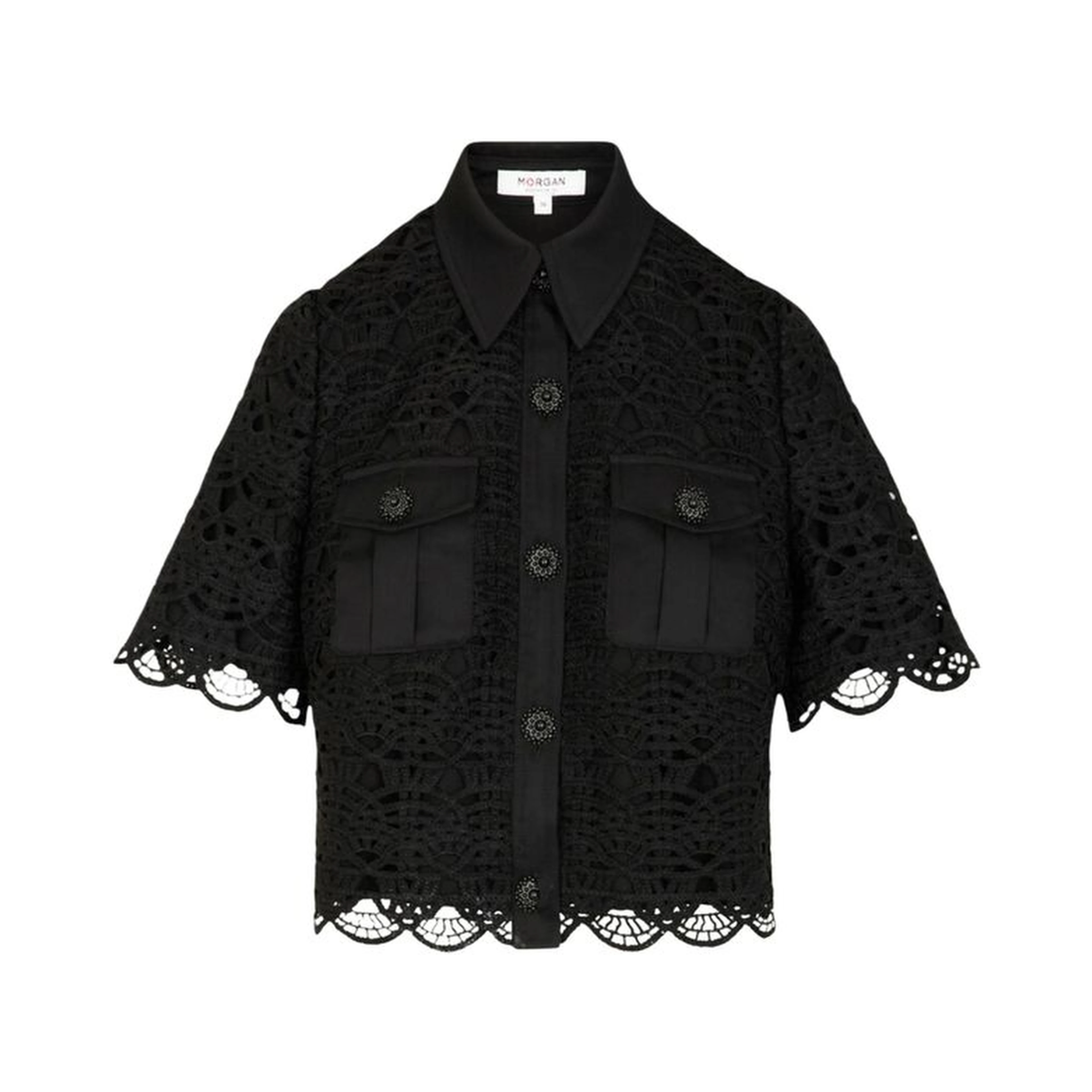 Black Polyester Shortsleeve Shirt