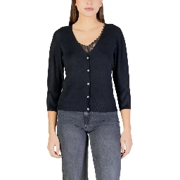 Black Polyester Cardigan