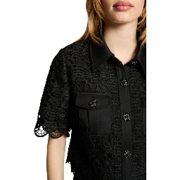 Black Polyester Shortsleeve Shirt