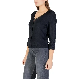 Black Polyester Cardigan