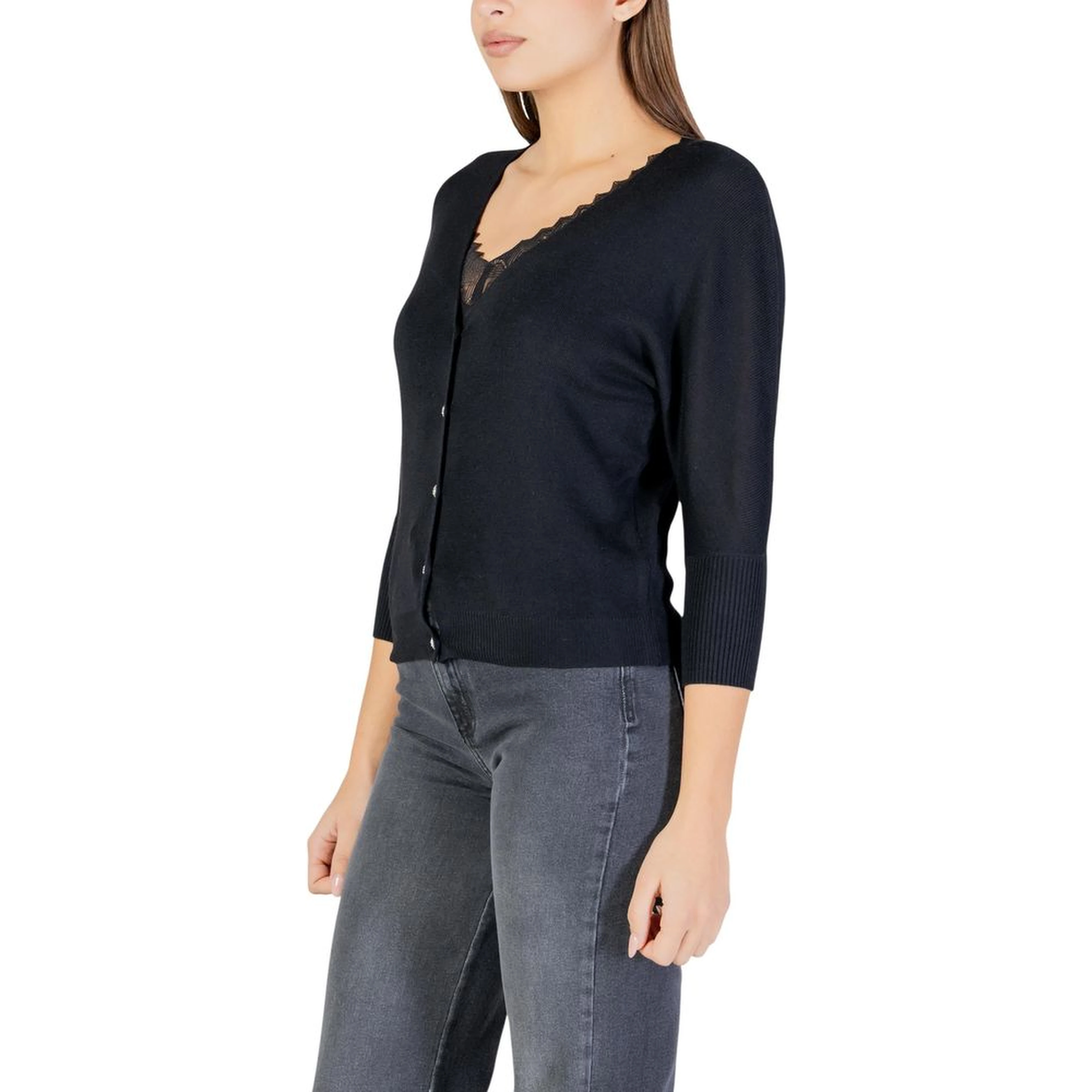 Black Polyester Cardigan