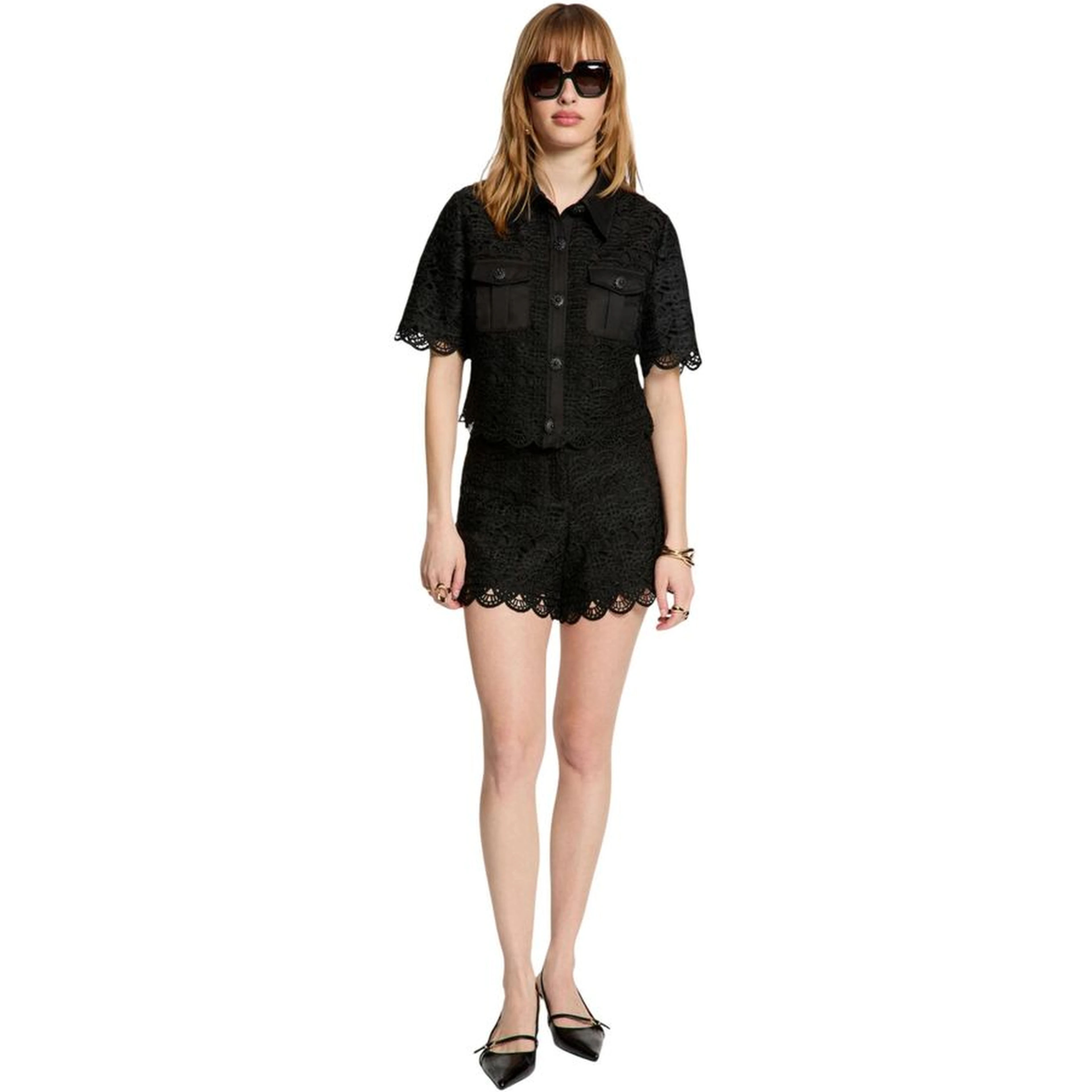 Black Polyester Shortsleeve Shirt