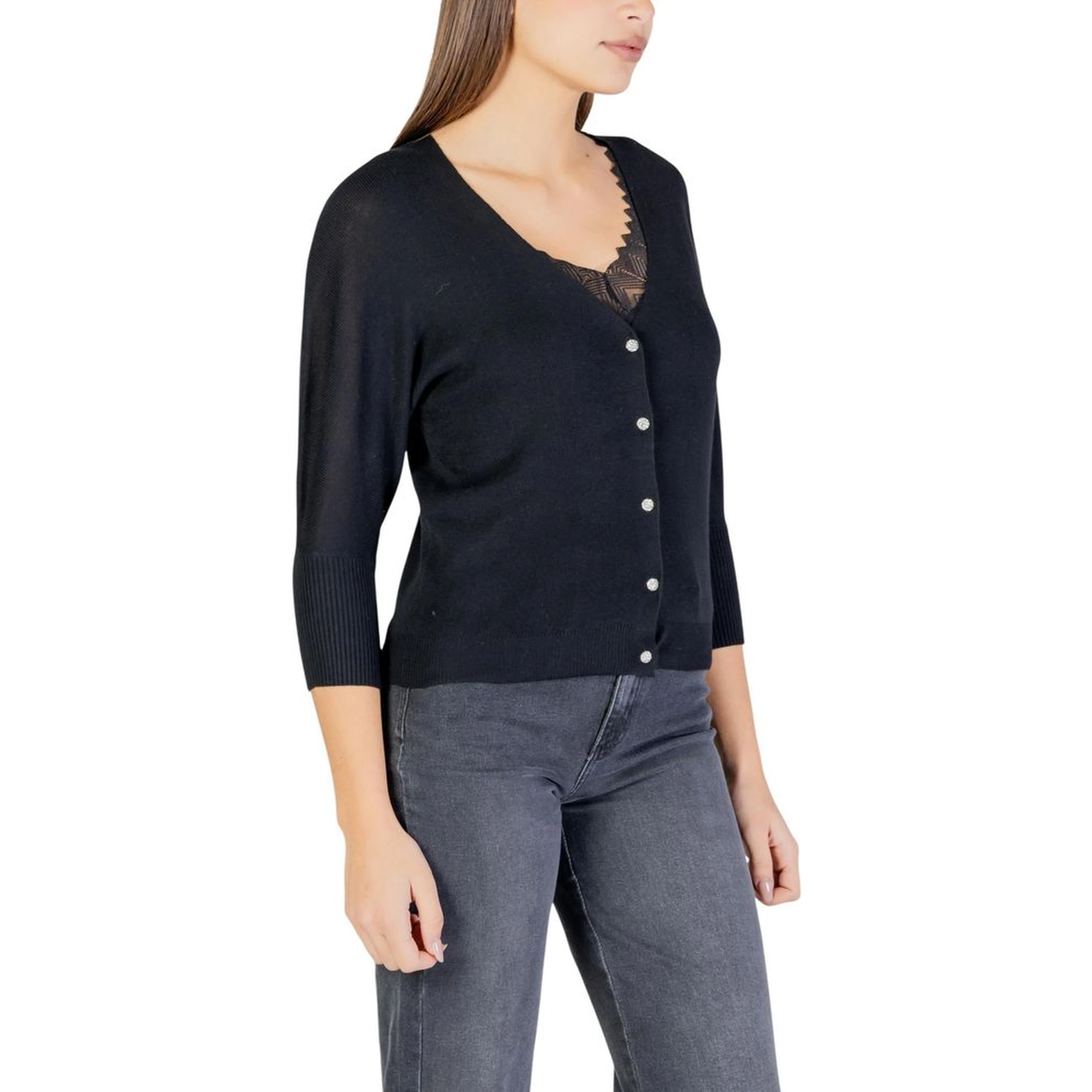 Black Polyester Cardigan