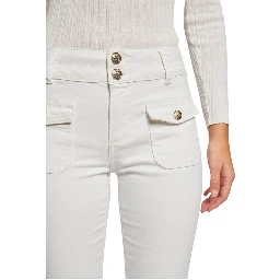 Beige Cotton Skinny Jeans