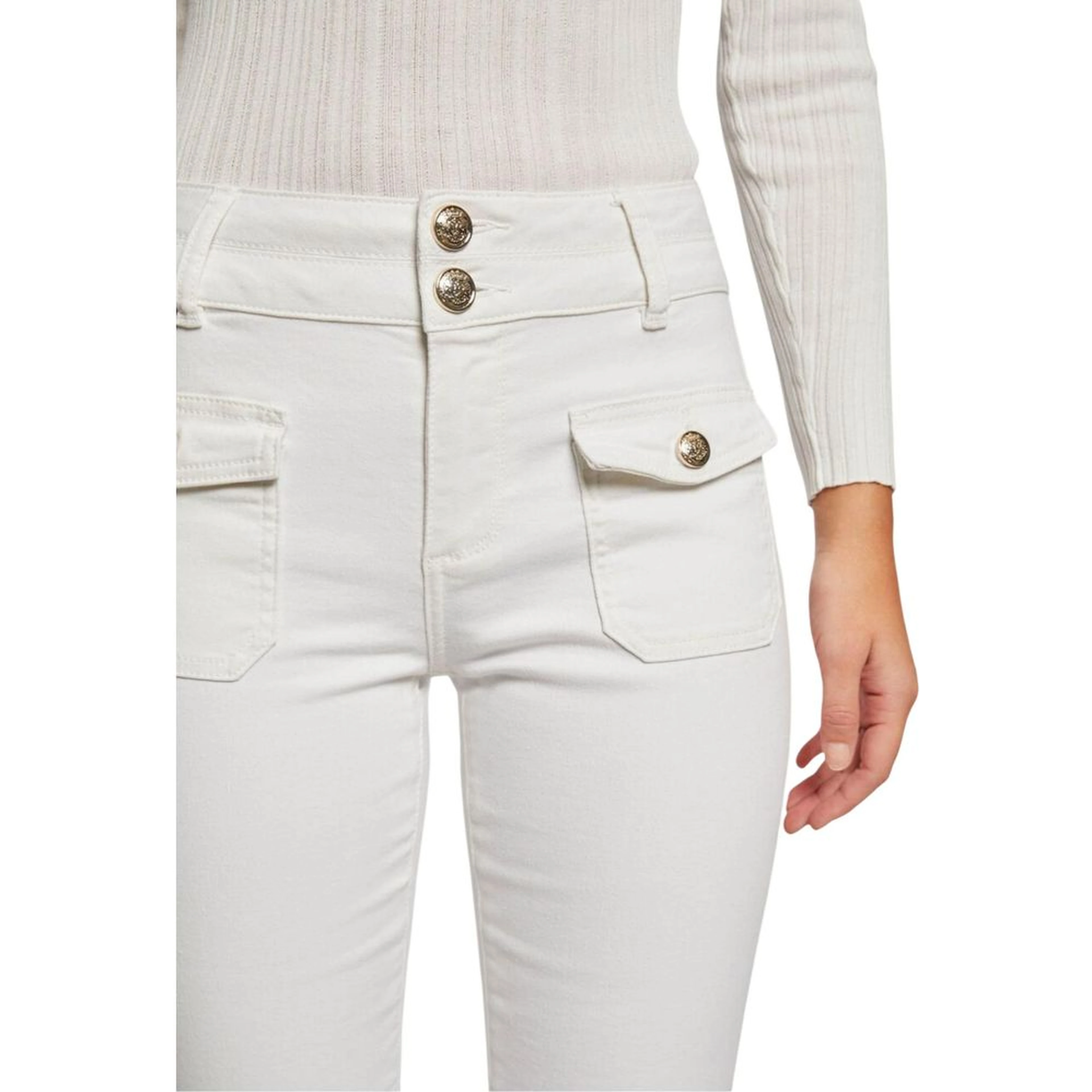 Beige Cotton Skinny Jeans