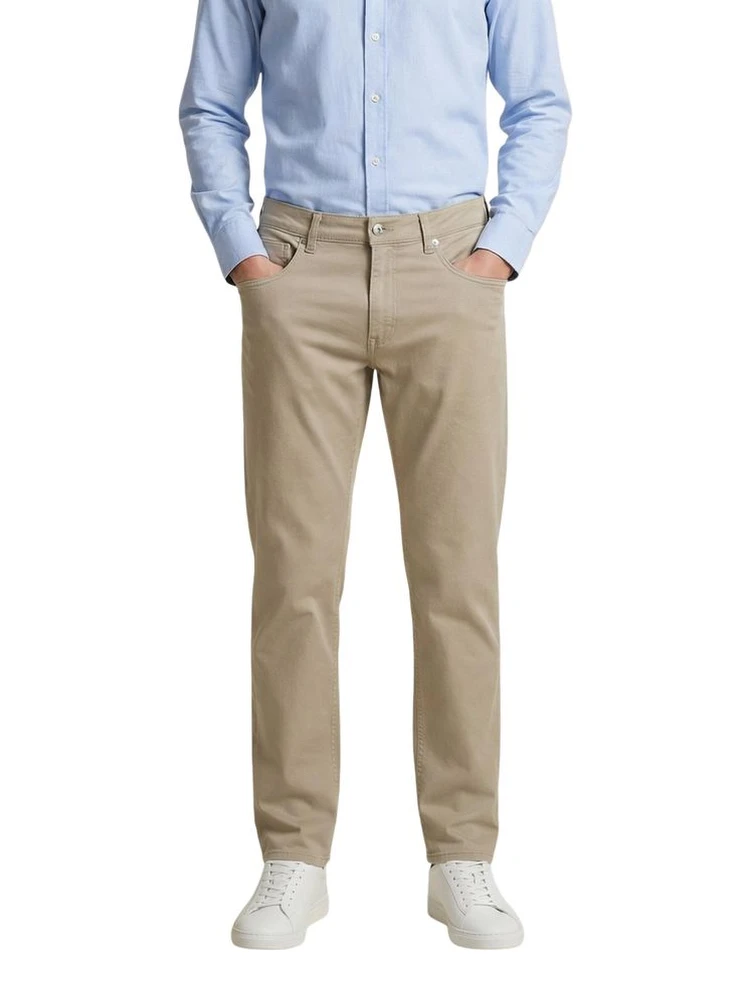 Beige Cotton Skinny Pants
