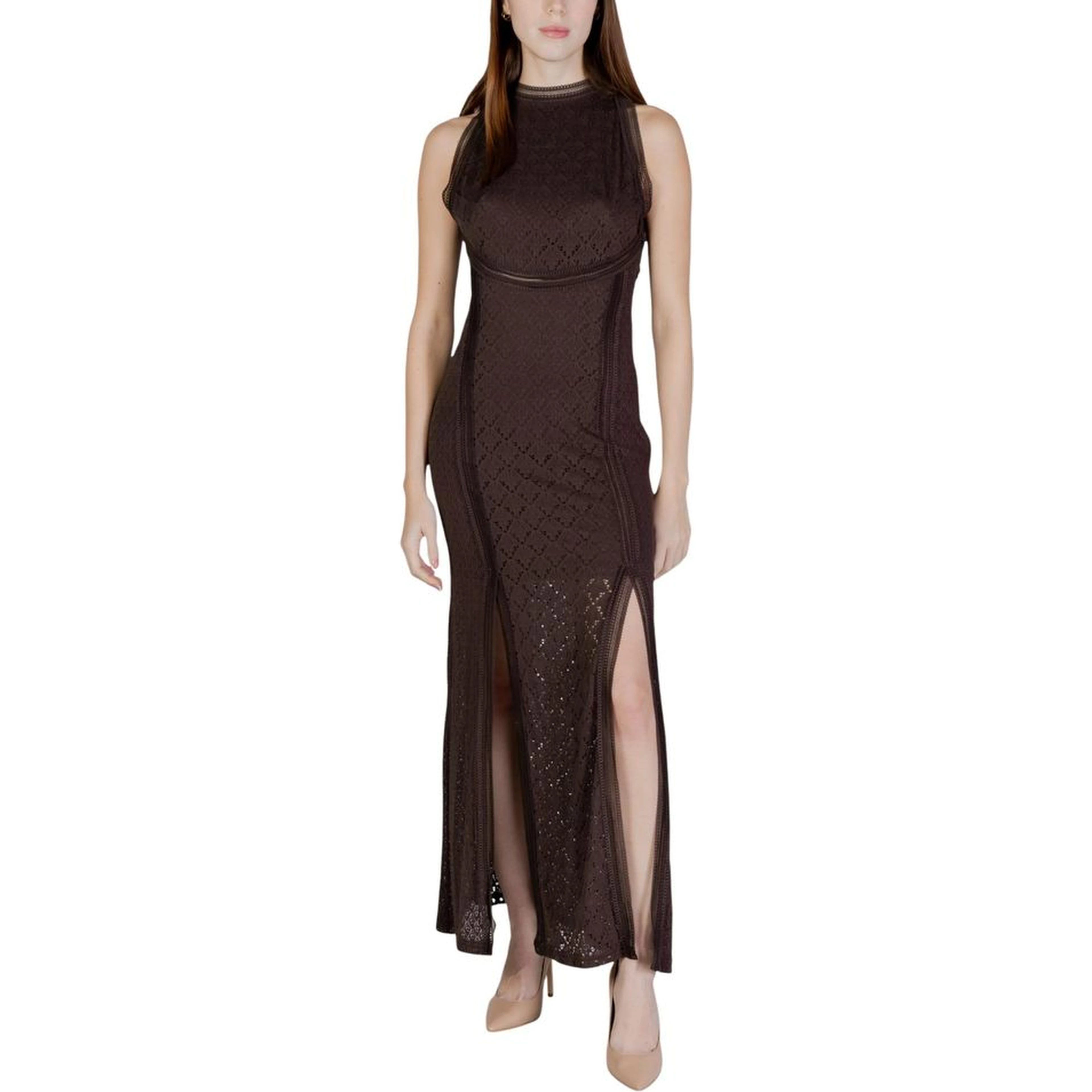 Brown Polyamide Long Dress