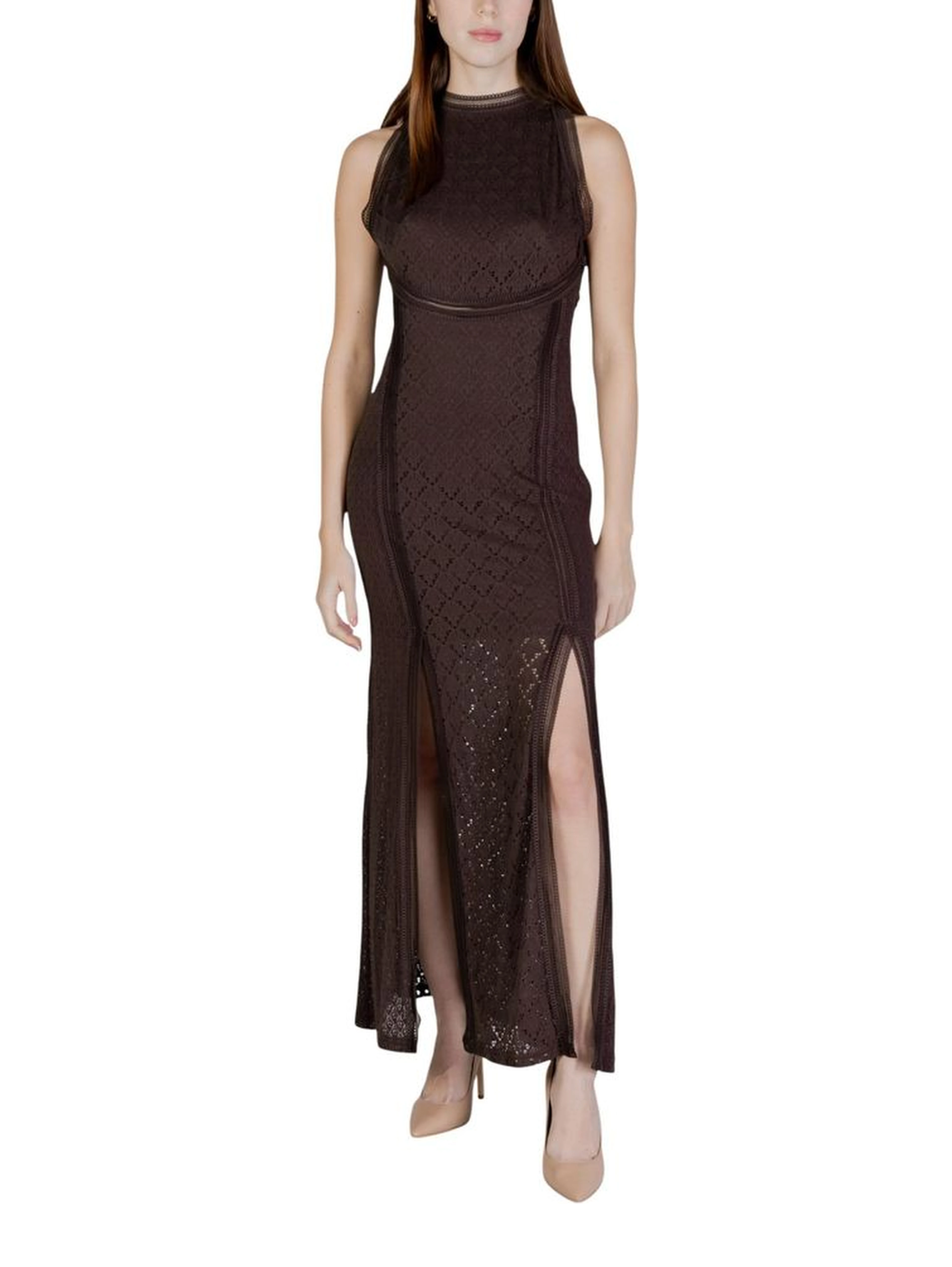 Brown Polyamide Long Dress