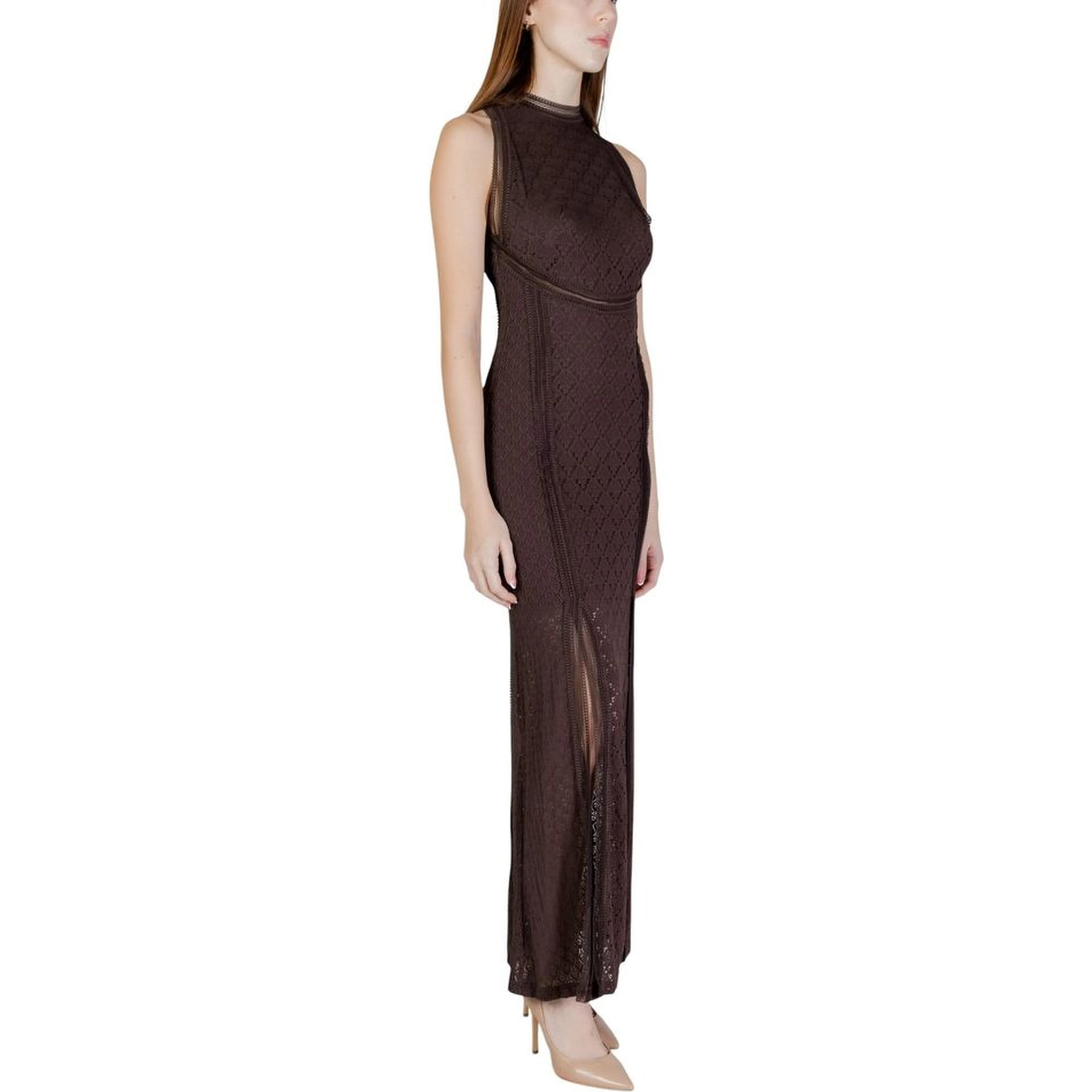 Brown Polyamide Long Dress
