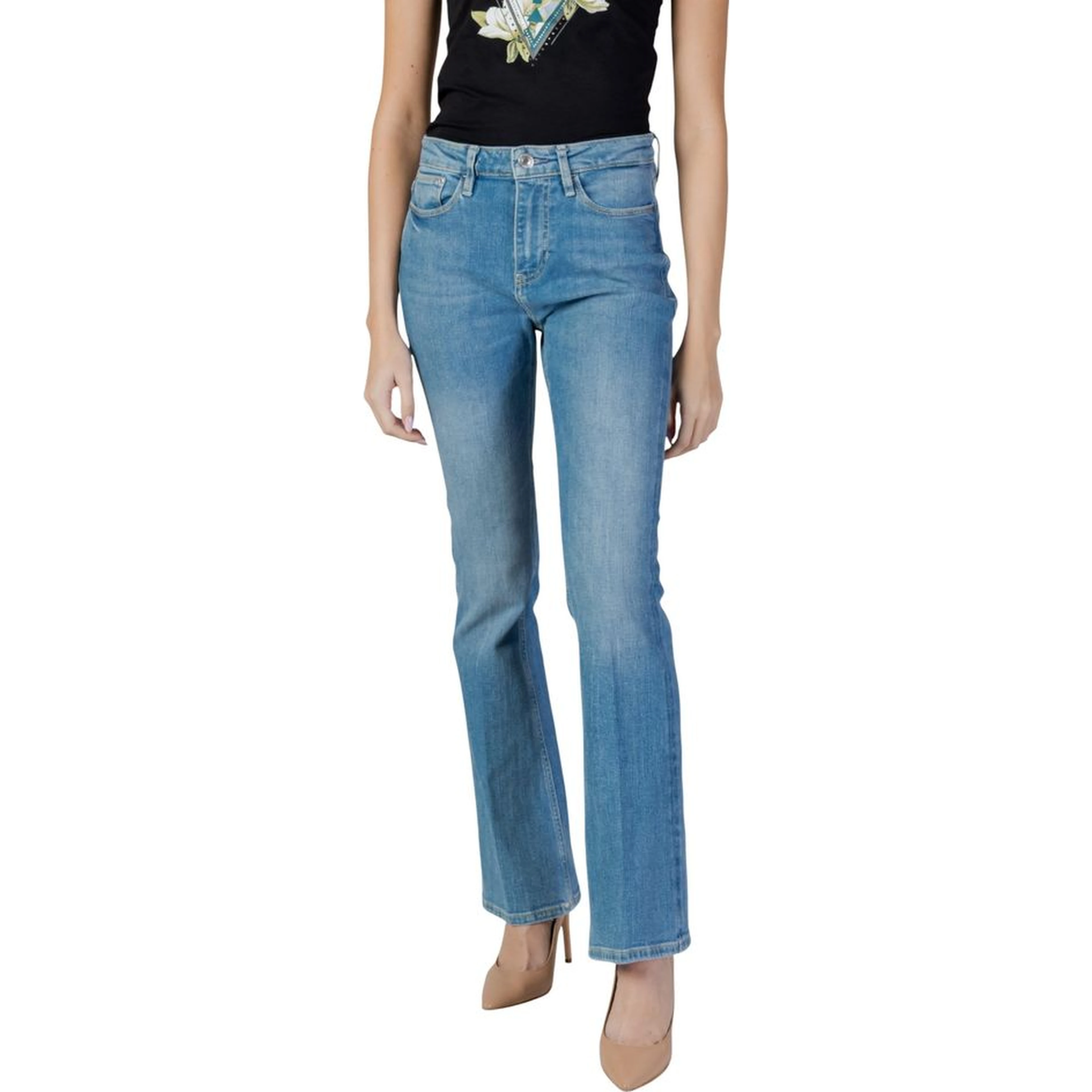 Light Blue Cotton Bootcut Jeans