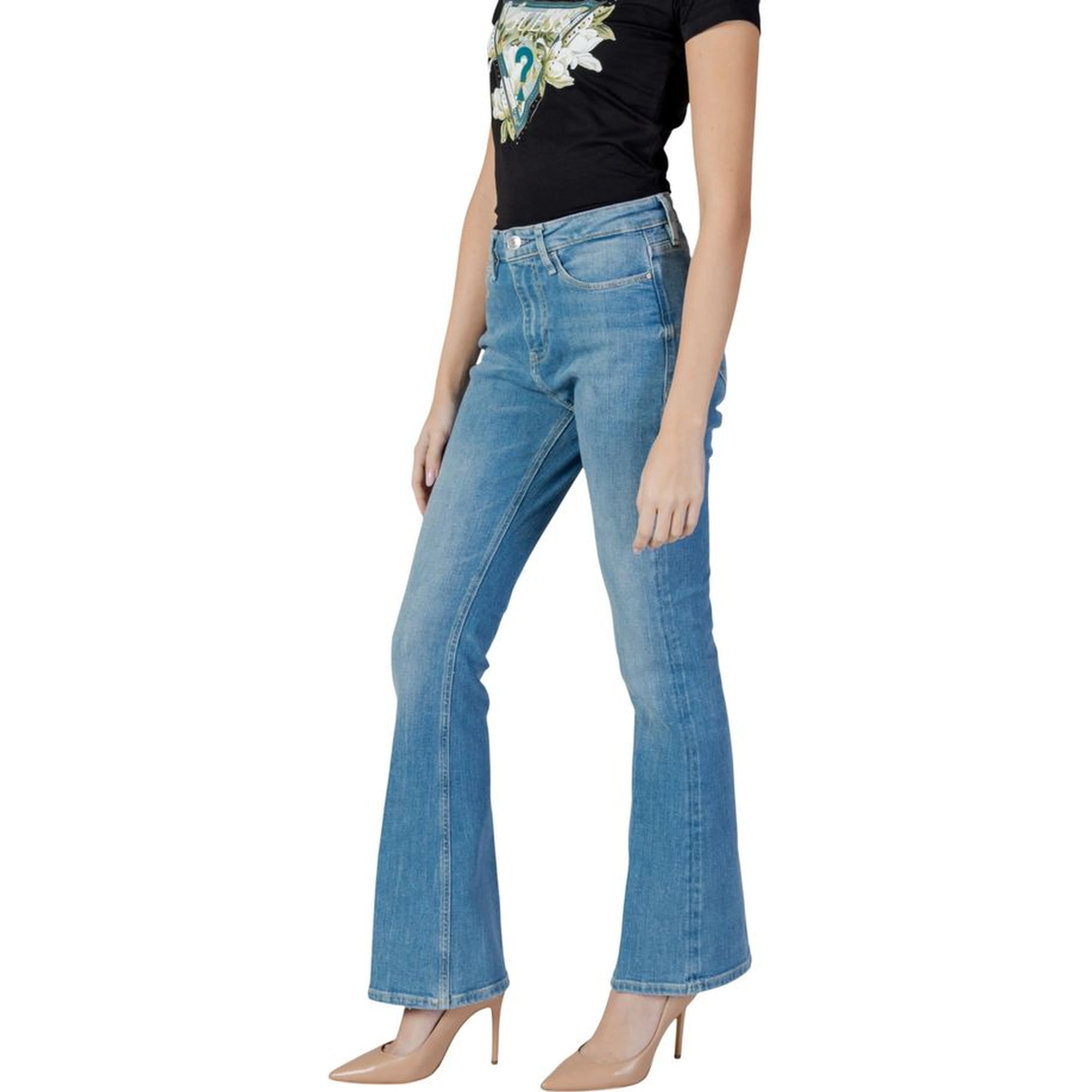 Light Blue Cotton Bootcut Jeans