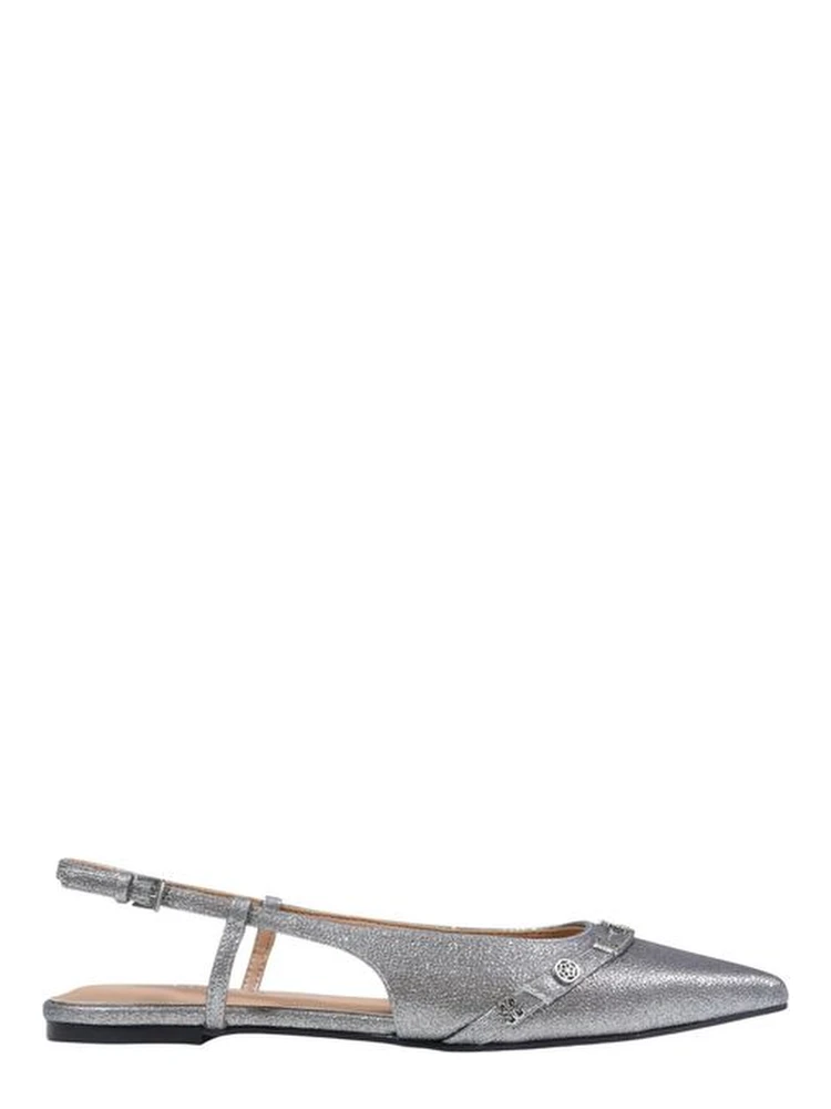 Gray Polyester Platform Pumps
