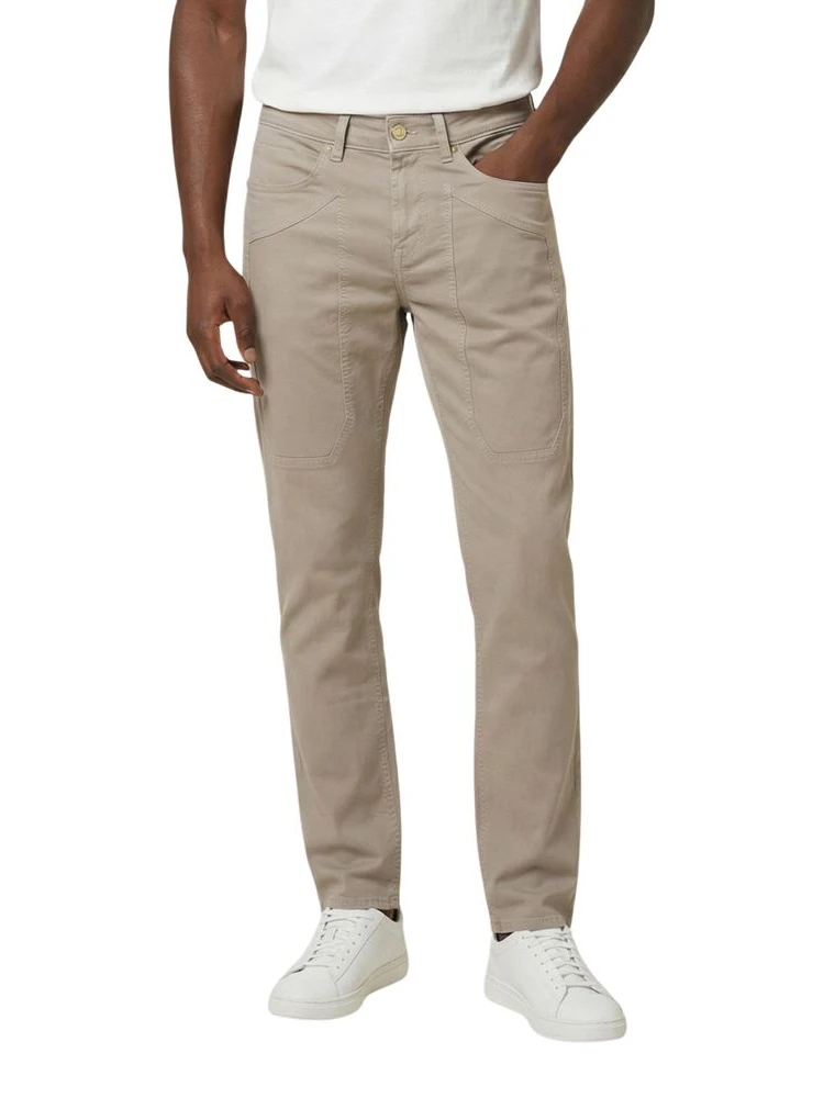Beige Cotton Skinny Jeans