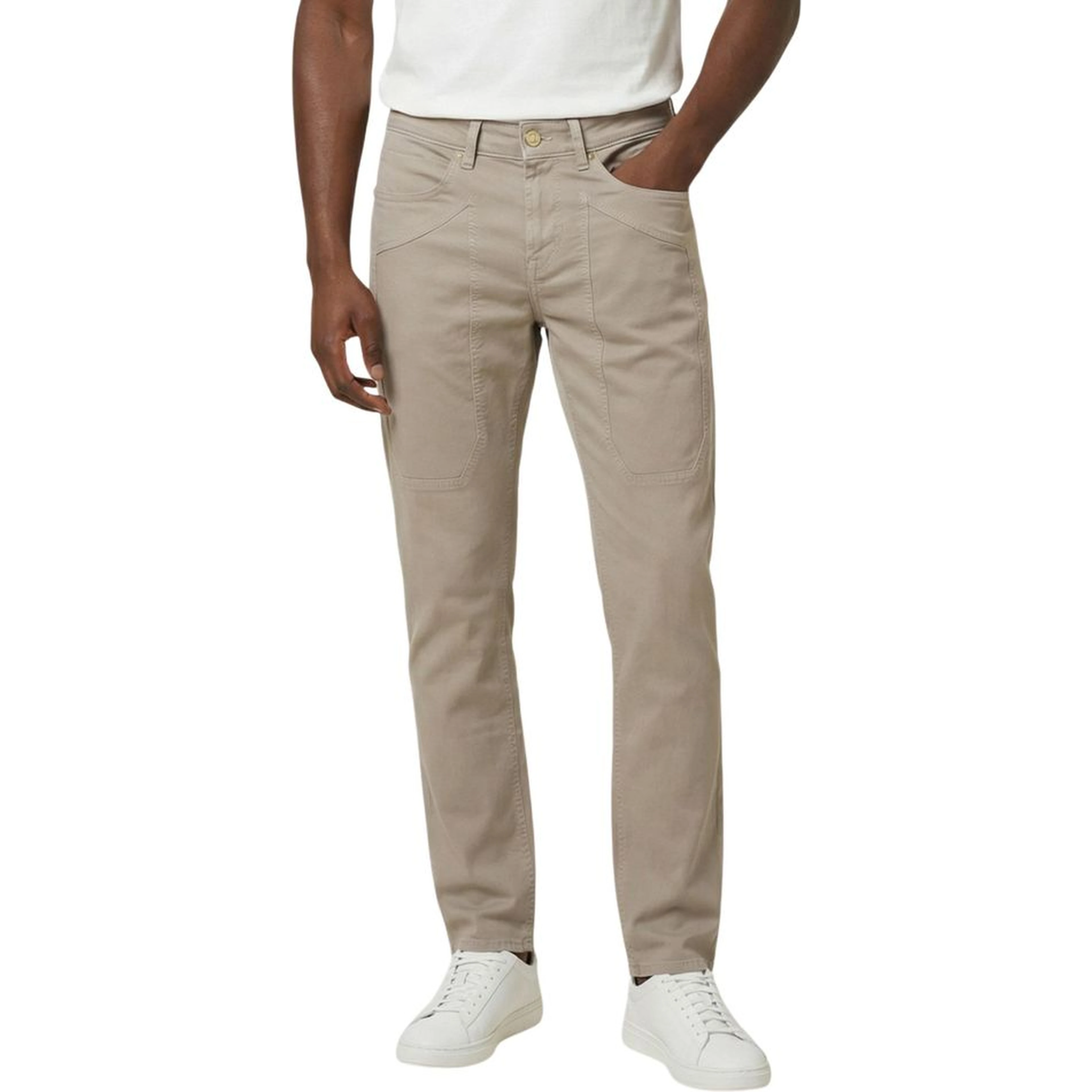 Beige Cotton Skinny Jeans