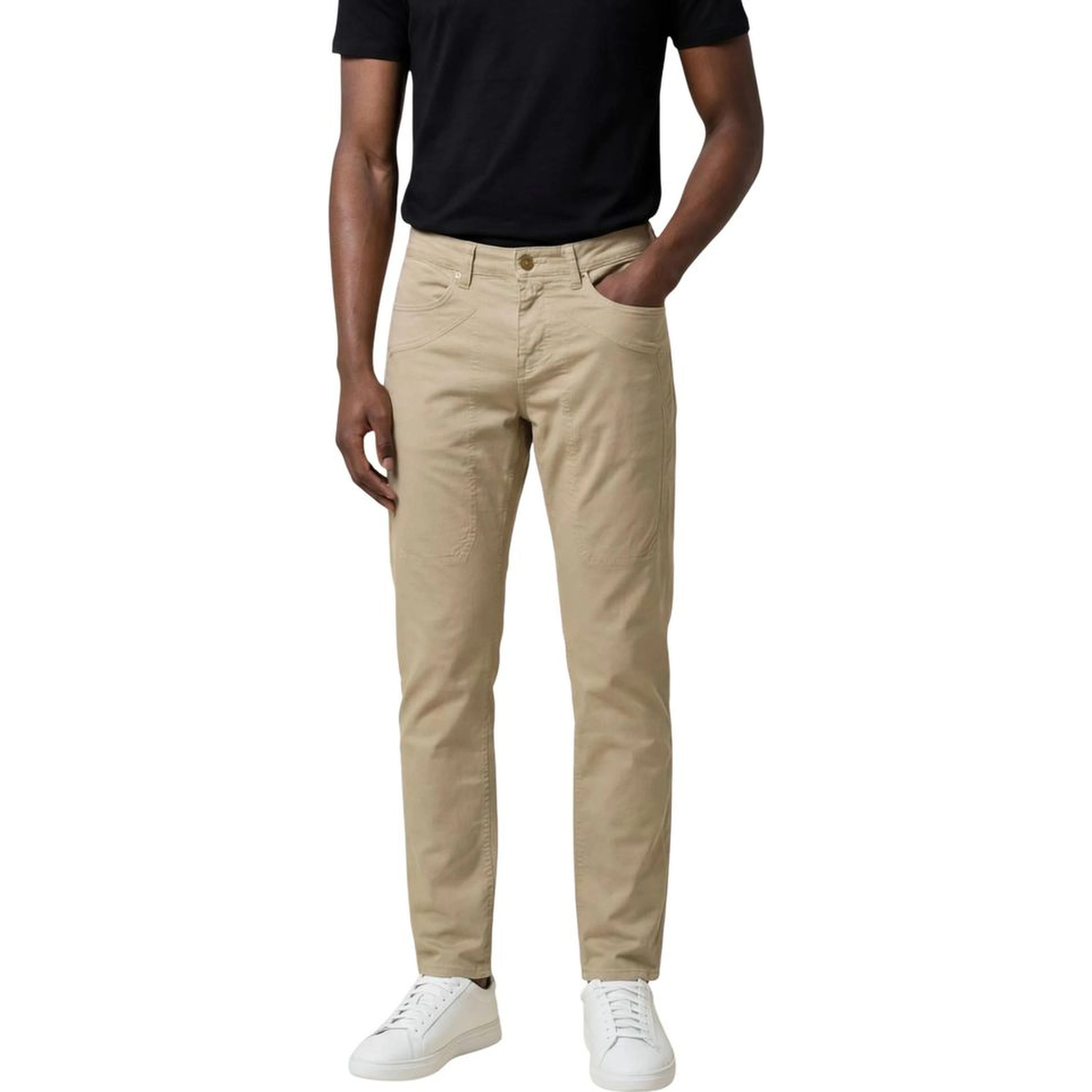 Beige Elastane Skinny Pants