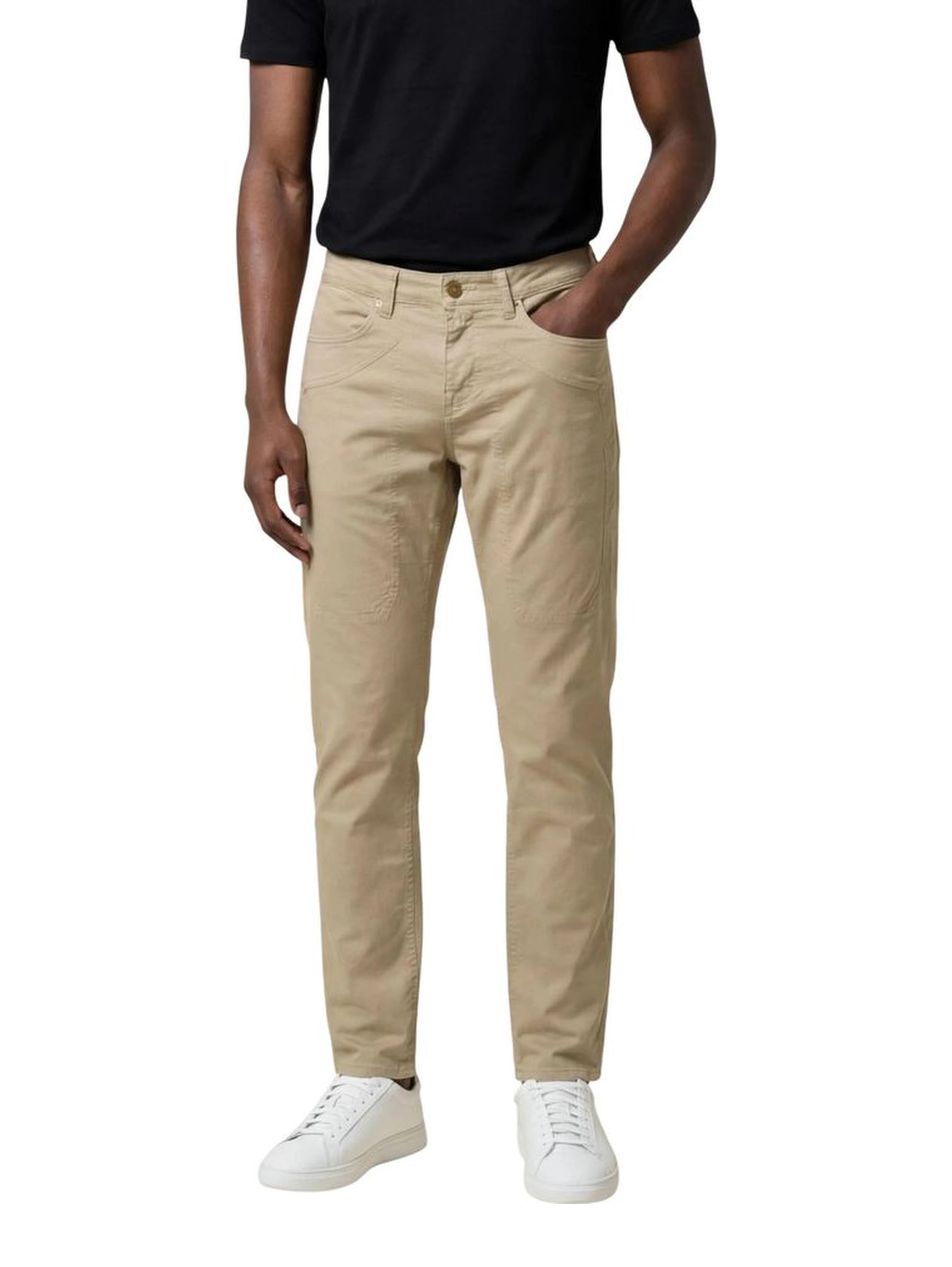 Beige Elastane Skinny Pants