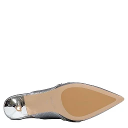 Silver Polyester High Heel Pumps