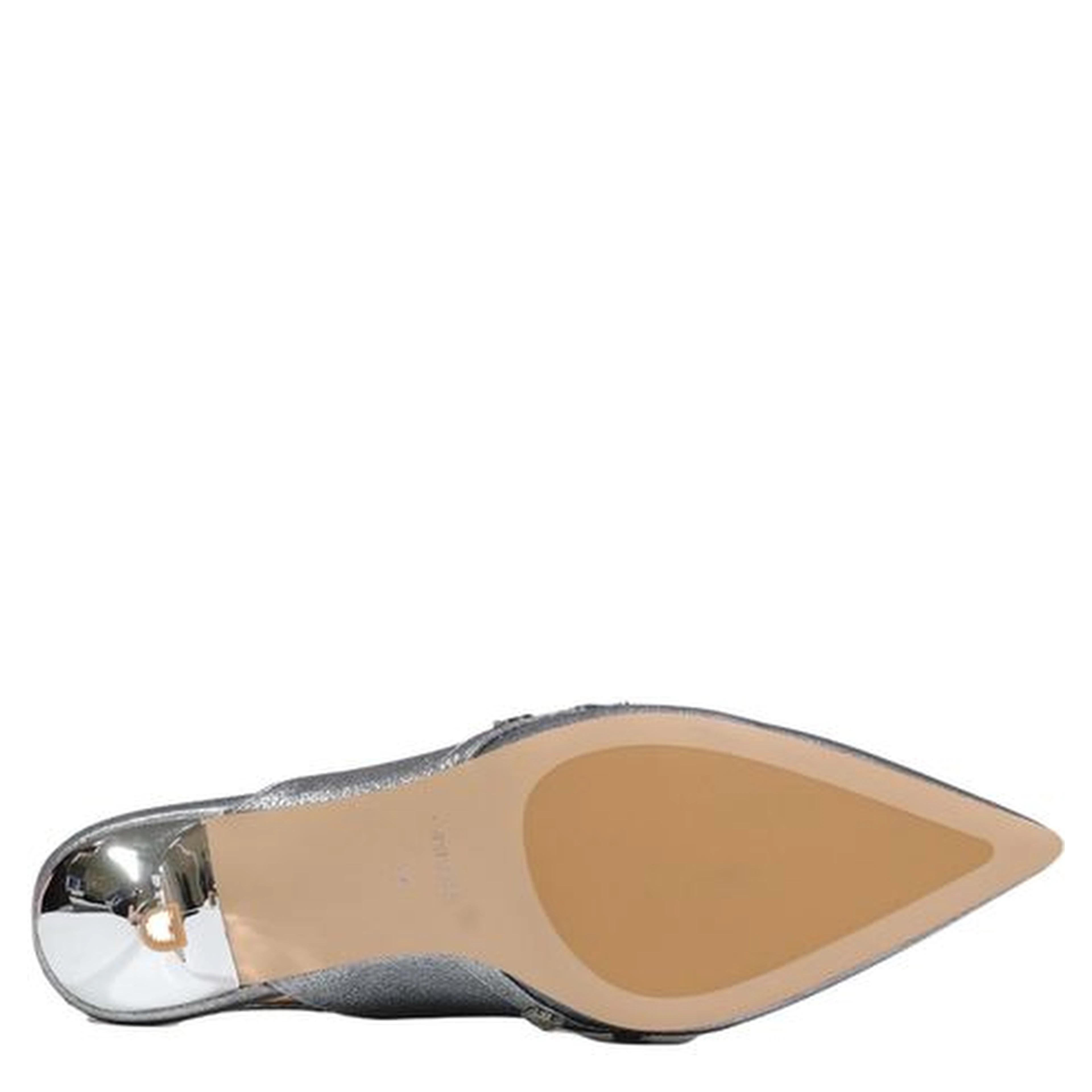 Silver Polyester High Heel Pumps