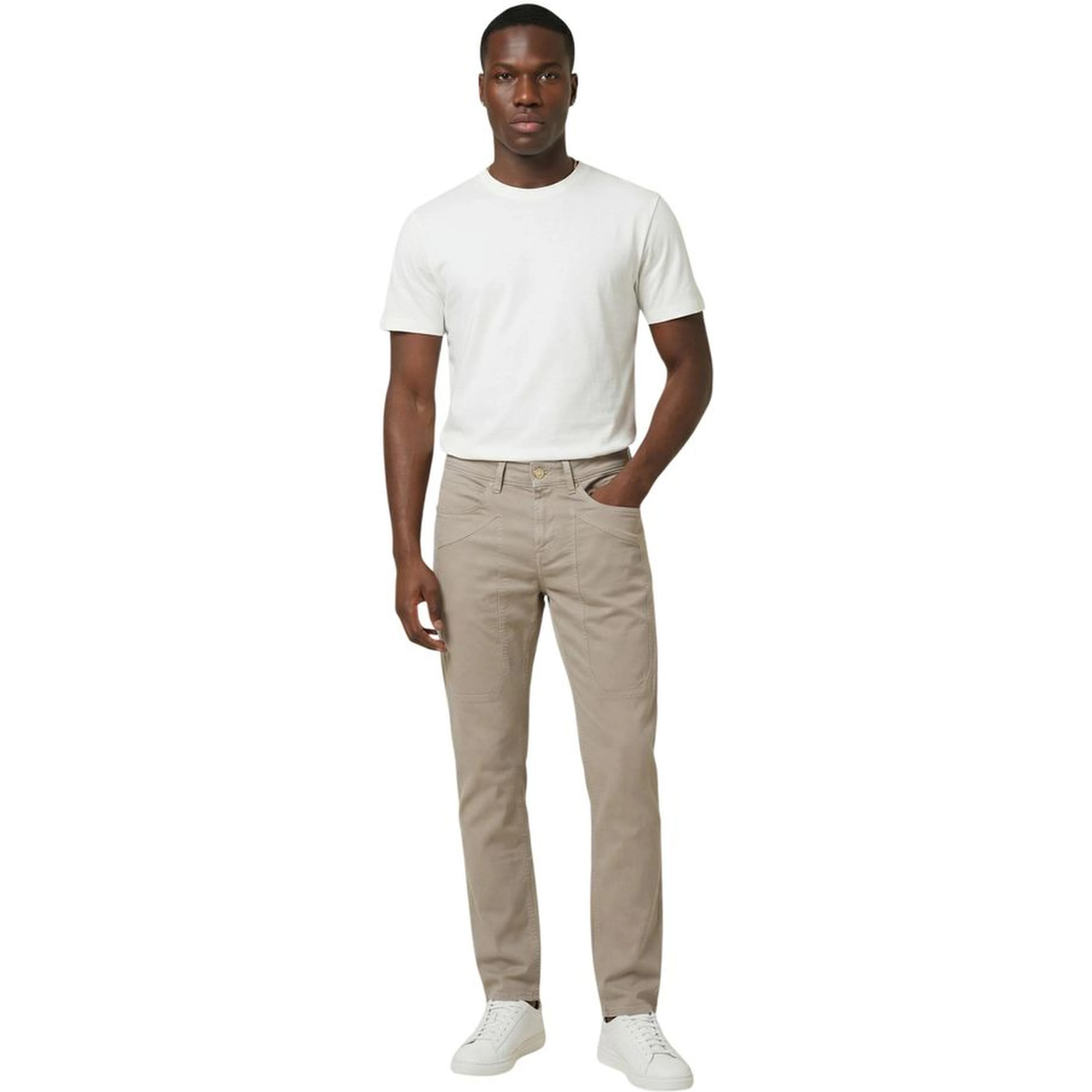 Beige Cotton Skinny Jeans