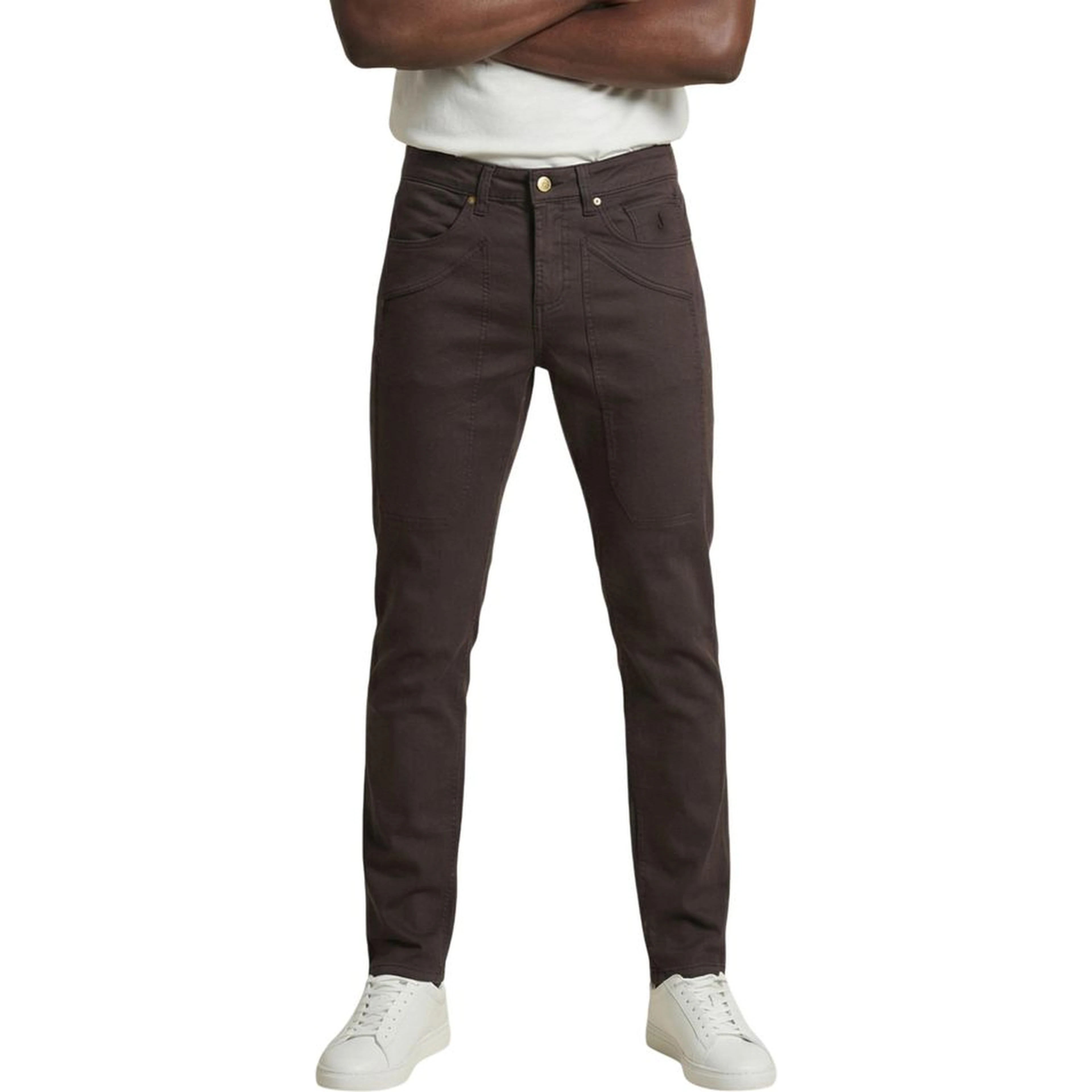 Brown Cotton Skinny Jeans