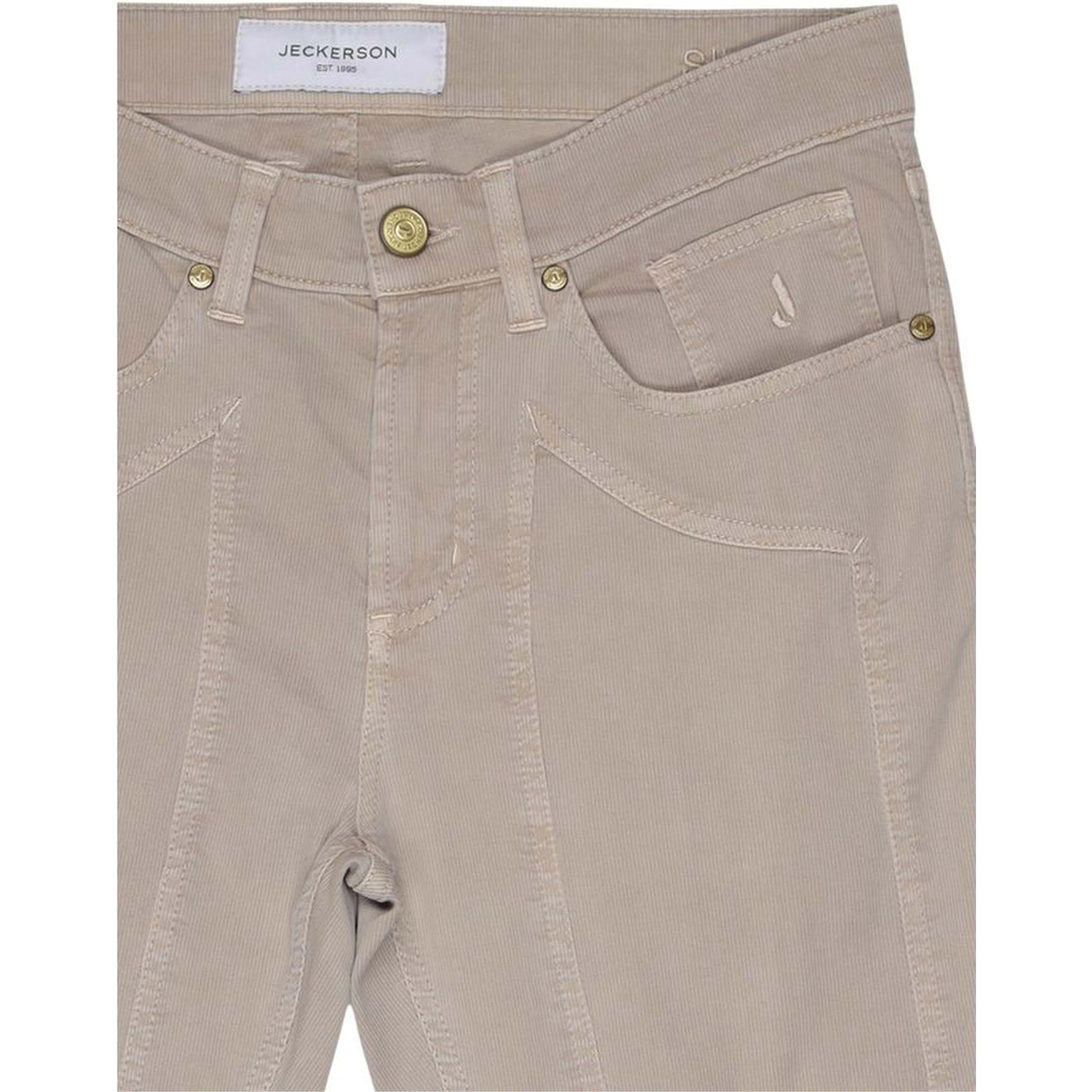 Beige Cotton Skinny Jeans