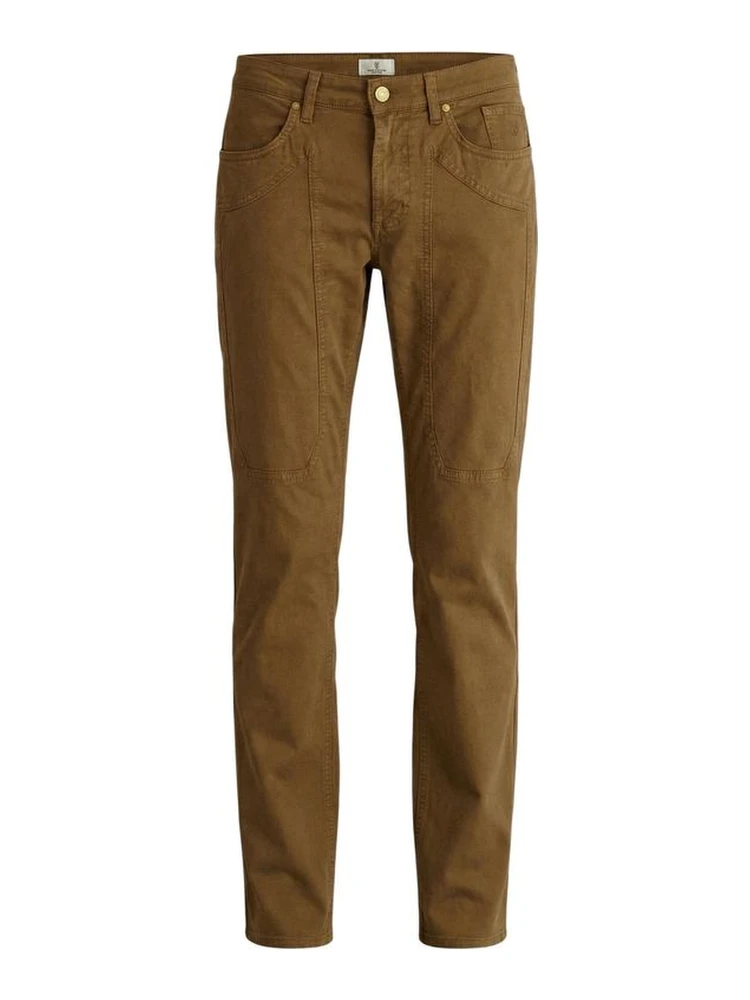Beige Elastane Skinny Pants