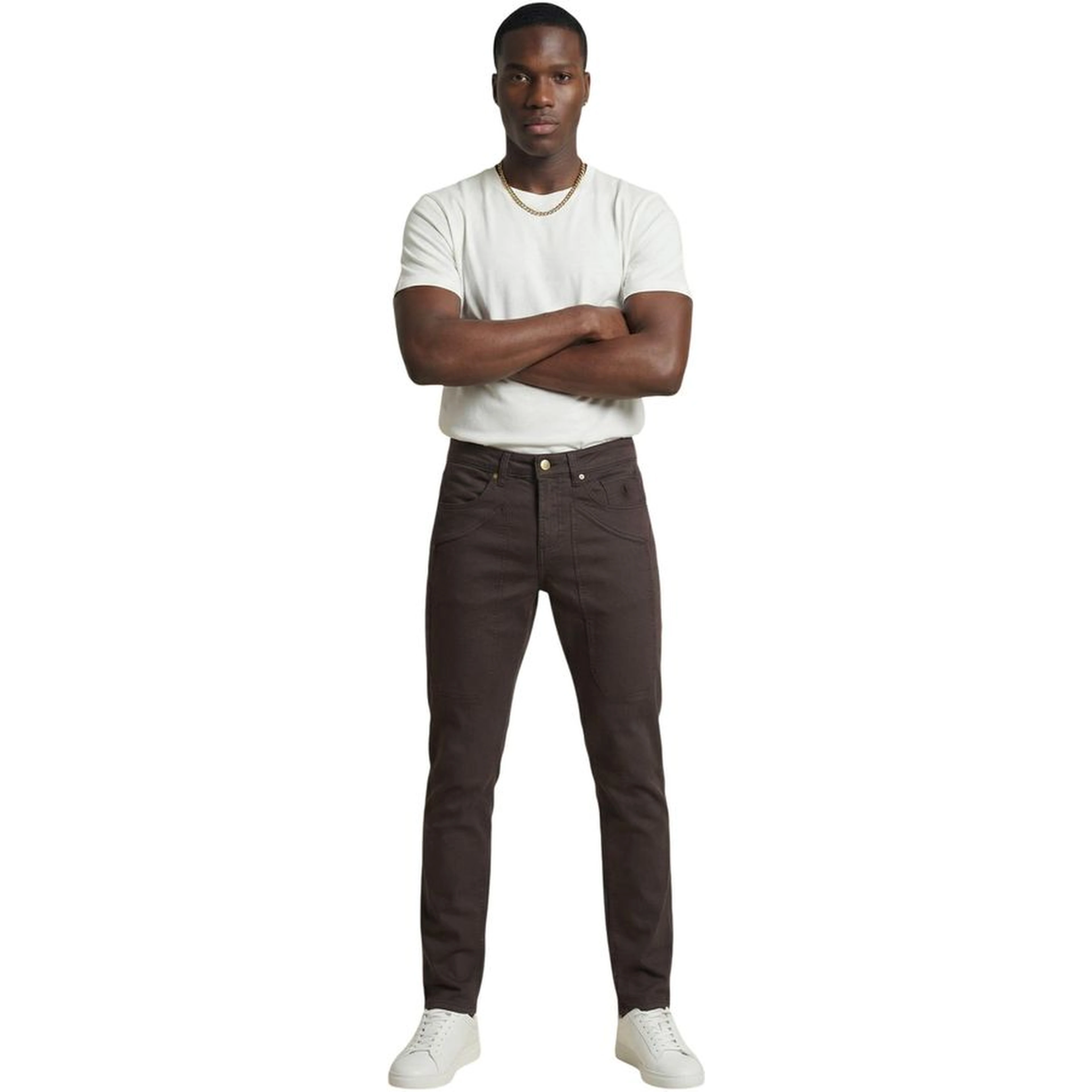 Brown Cotton Skinny Jeans
