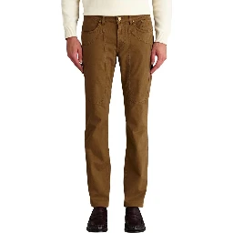 Beige Elastane Skinny Pants