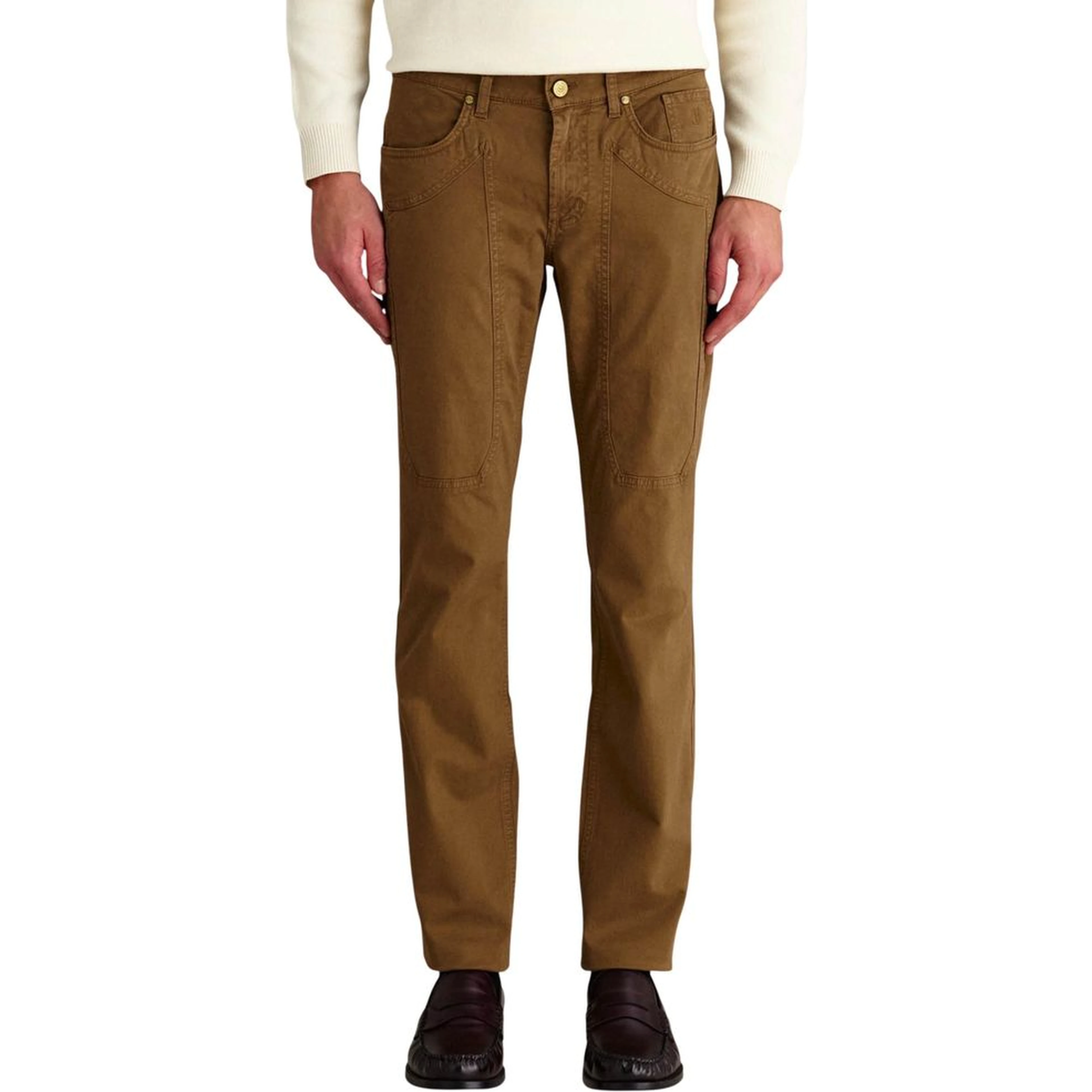 Beige Elastane Skinny Pants