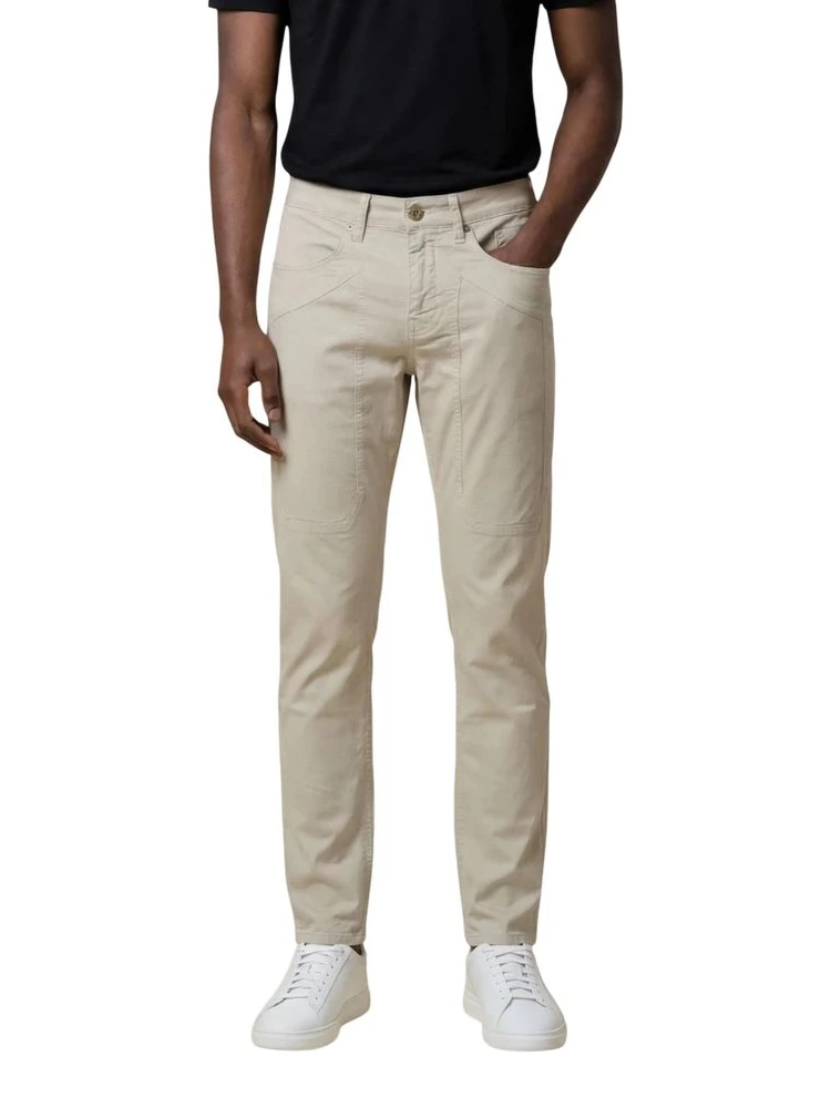 Gray Elastane Skinny Pants