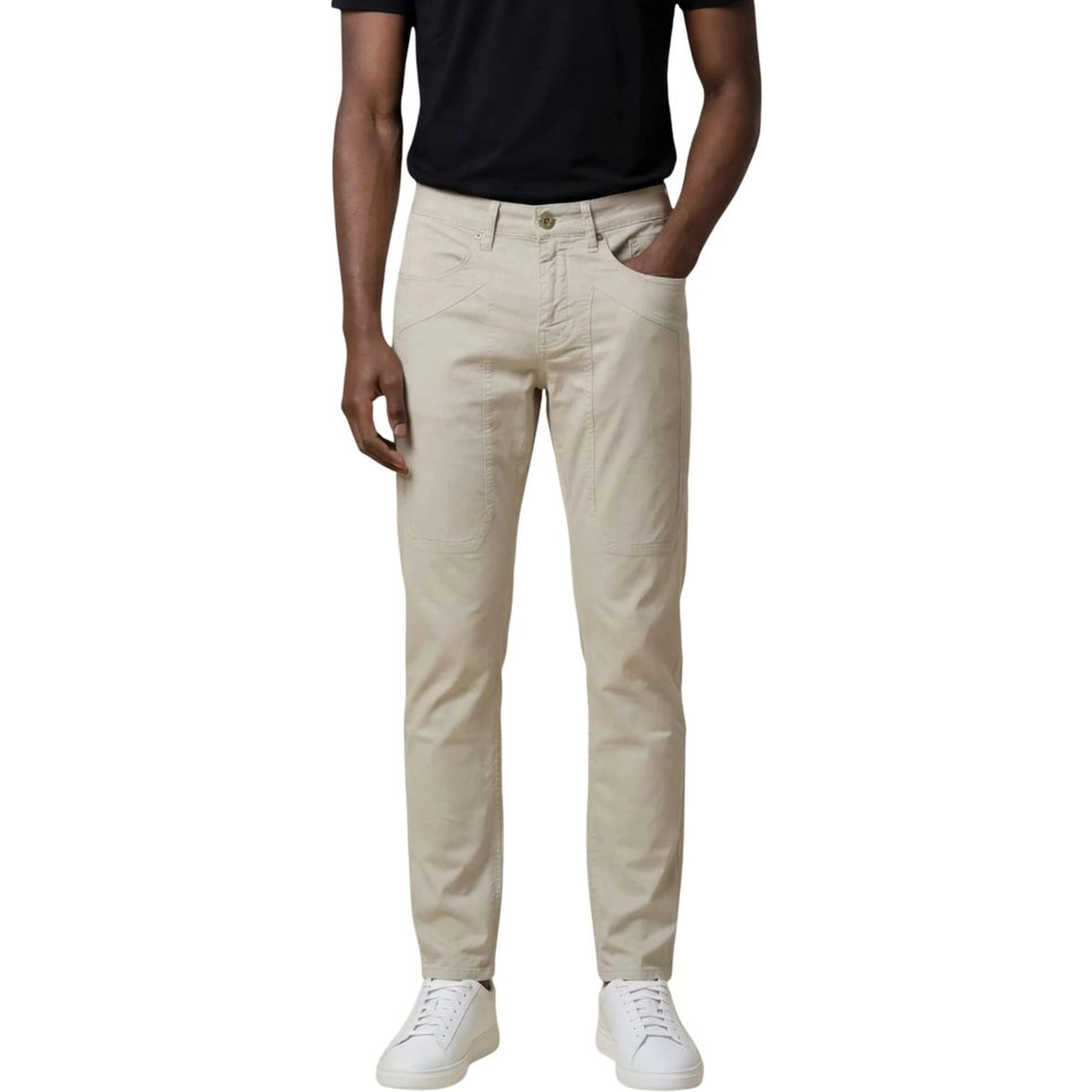 Gray Elastane Skinny Pants